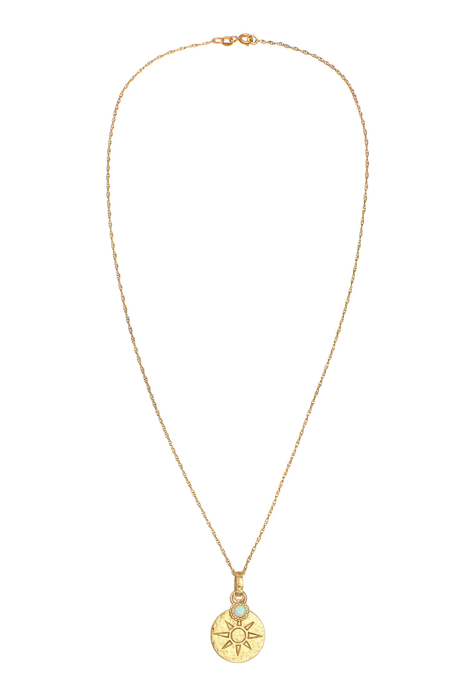 Elli Silberkette »Halskette Plättchen Sonne Antik Opal 925 Silber«