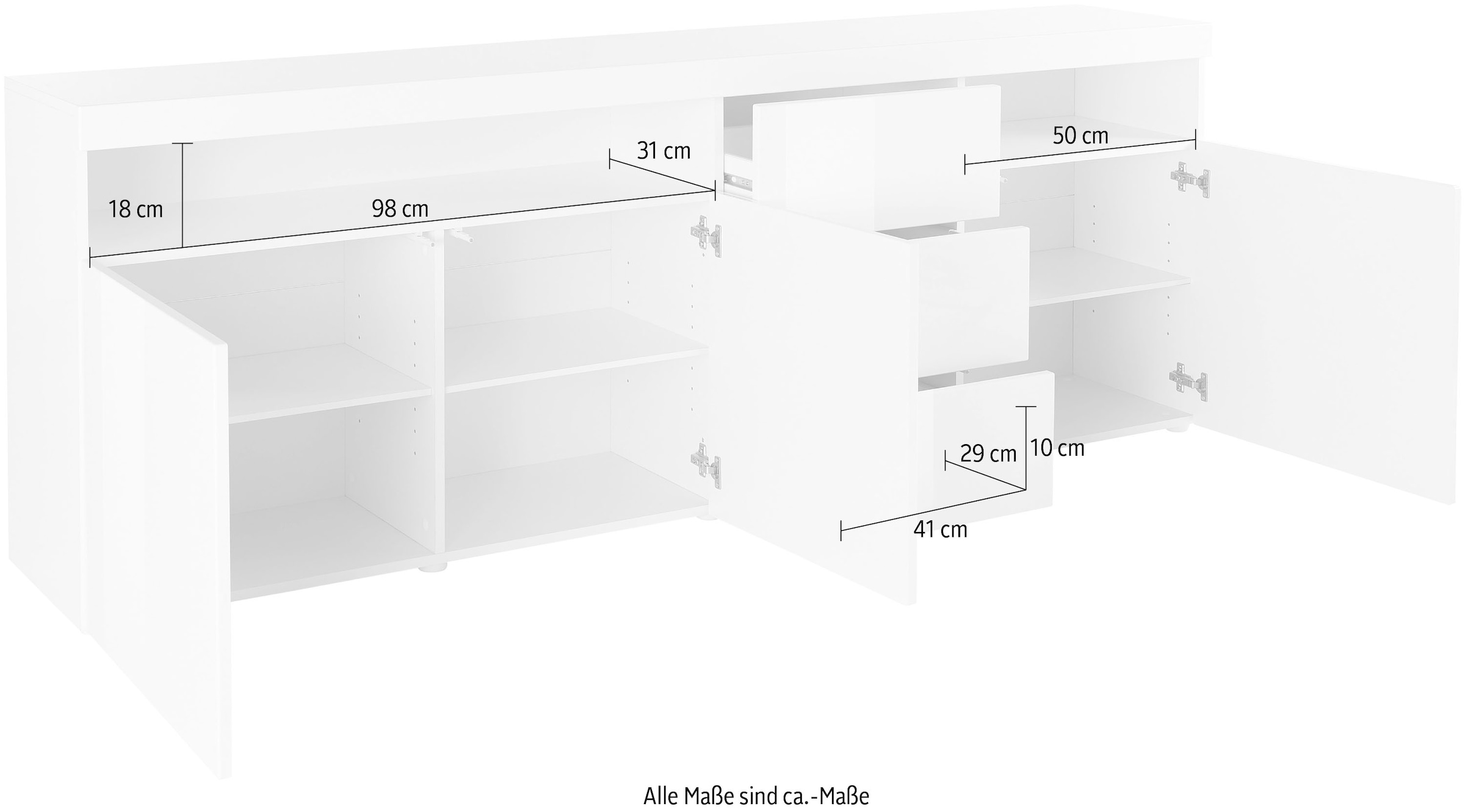 borchardt Möbel Sideboard »Kapstadt«, Breite 200 cm mit 3 Schubkästen  kaufen im OTTO Online Shop