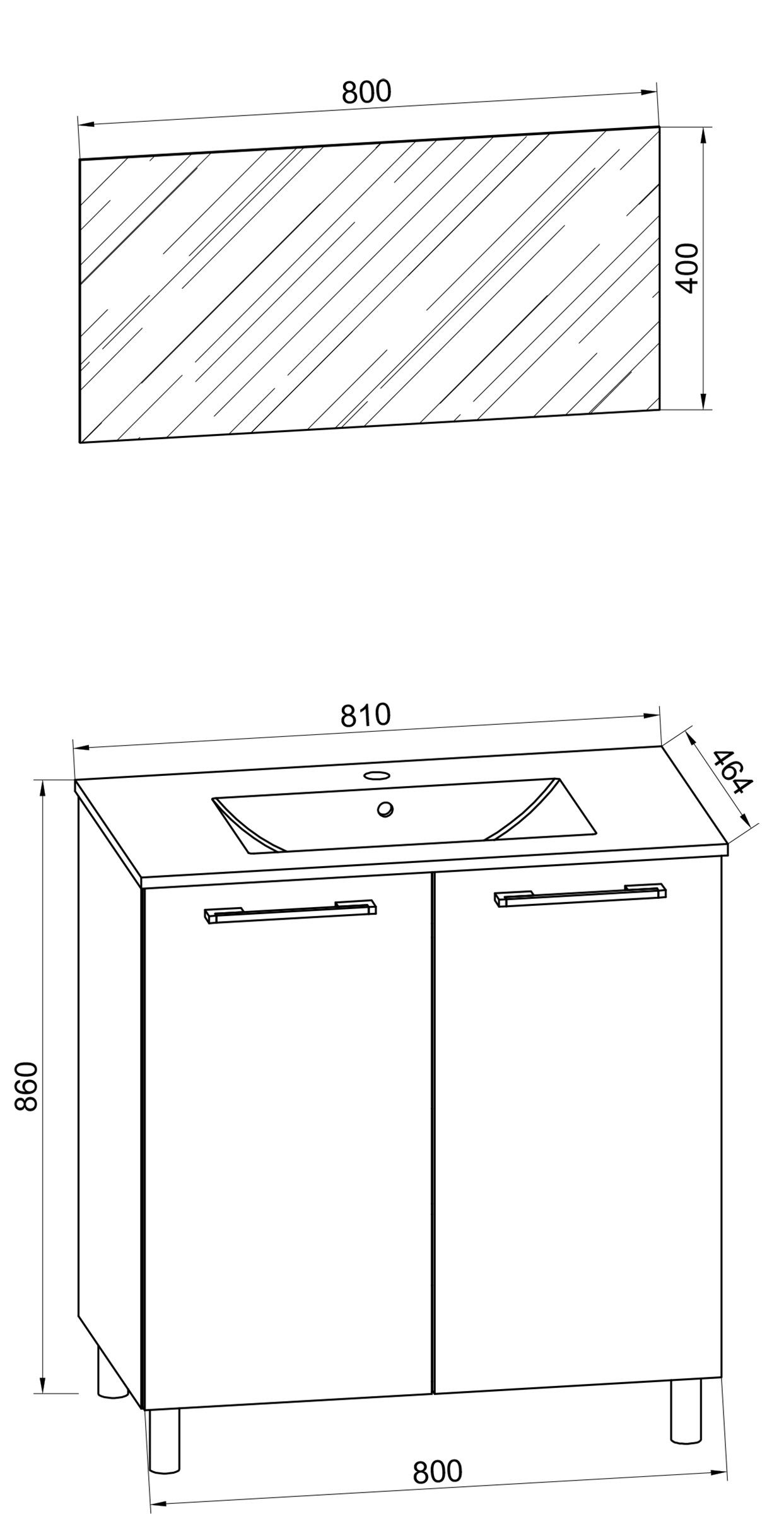 VCM Waschtisch »3.-tlg. Waschplatz Waschtisch Badinos Drehtür SP« 3 Stk. tlg.