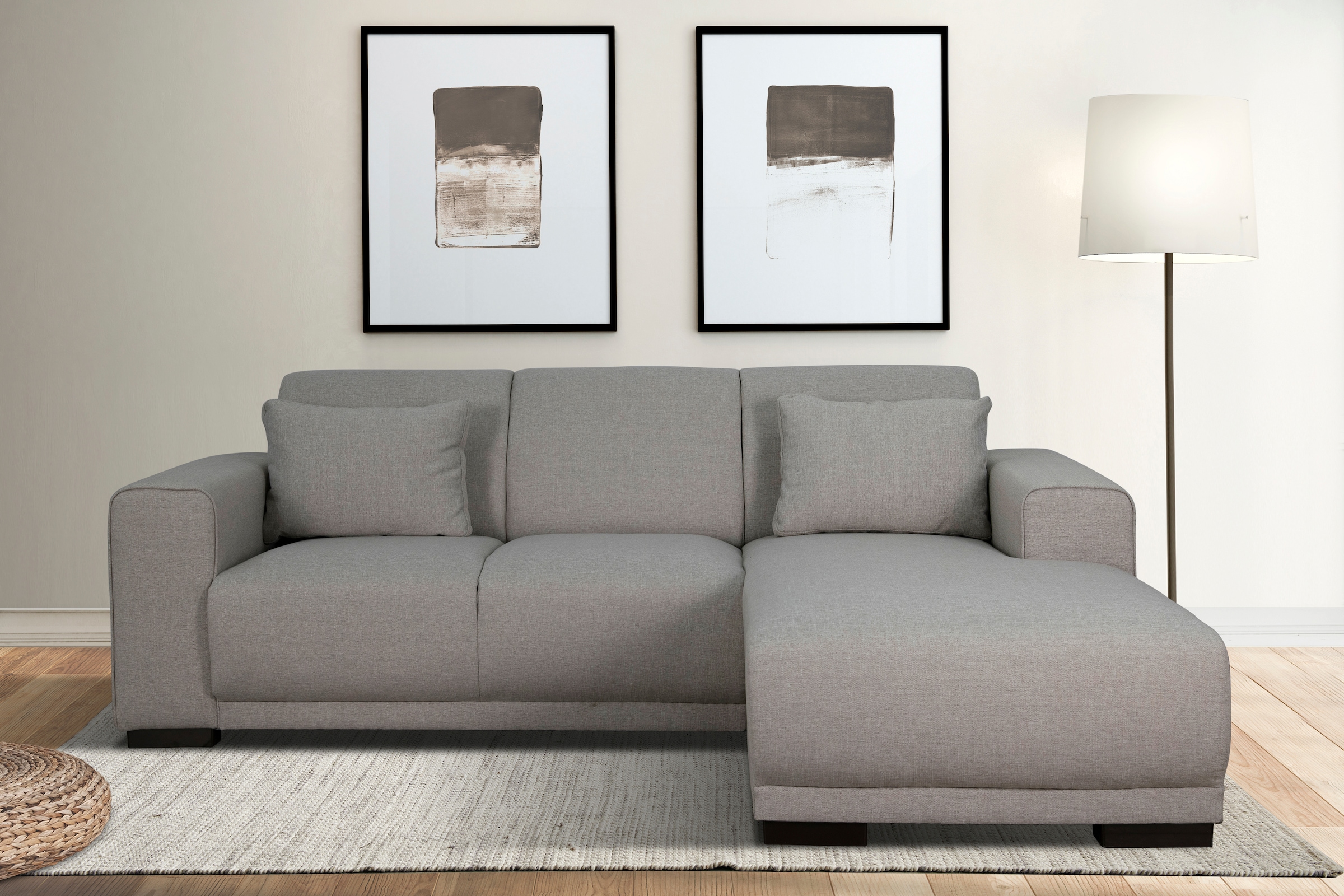 Home affaire Ecksofa »BORNHOLM L-Form mit Recamiere, Maße B/T/H: 234/162/85 cm«, Recamiere links oder rechts bestellbar, Wellenfederung, inkl. 2 Kissen