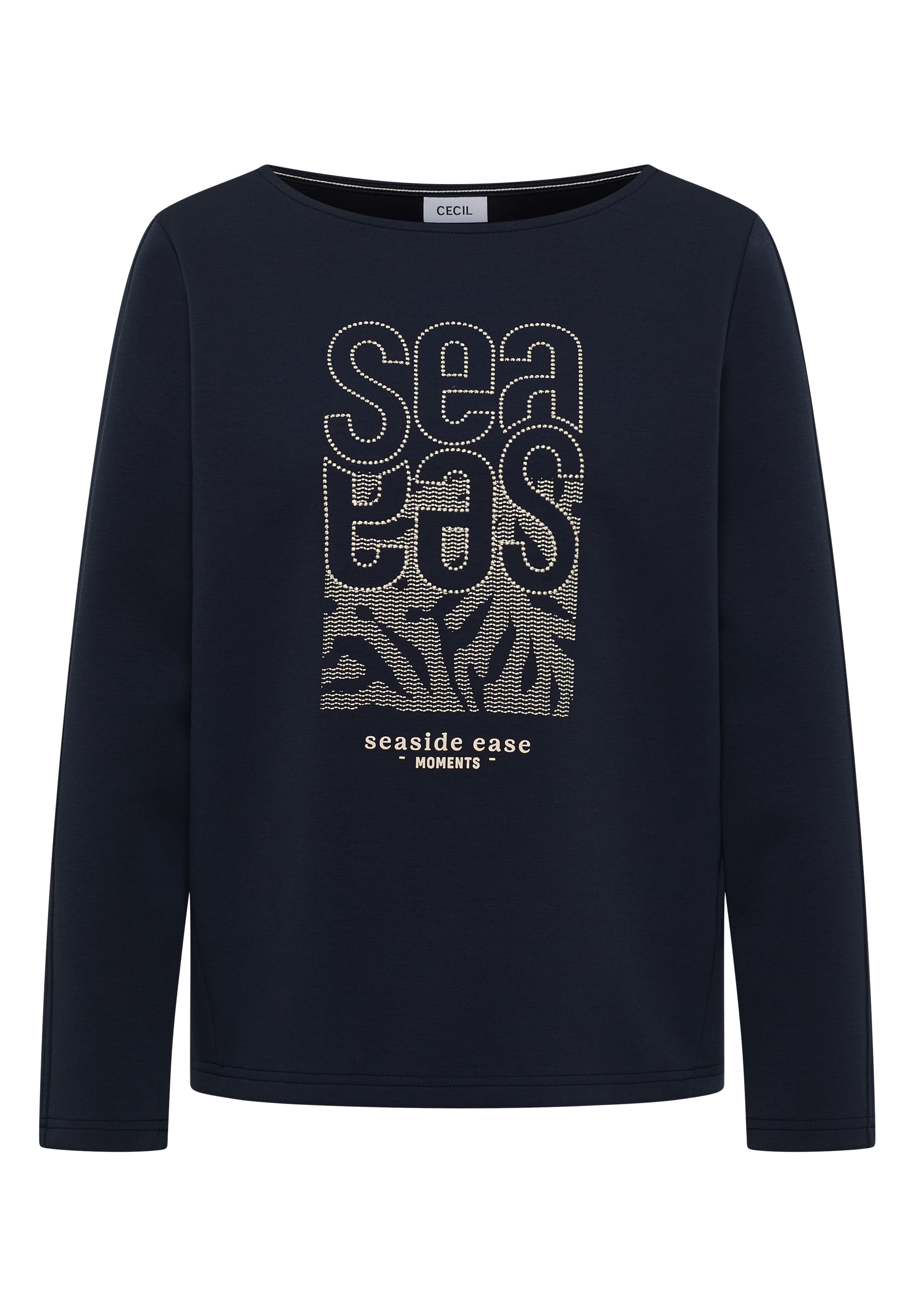 Cecil Langarmshirt modernes Front-Artwork mit Stickerei