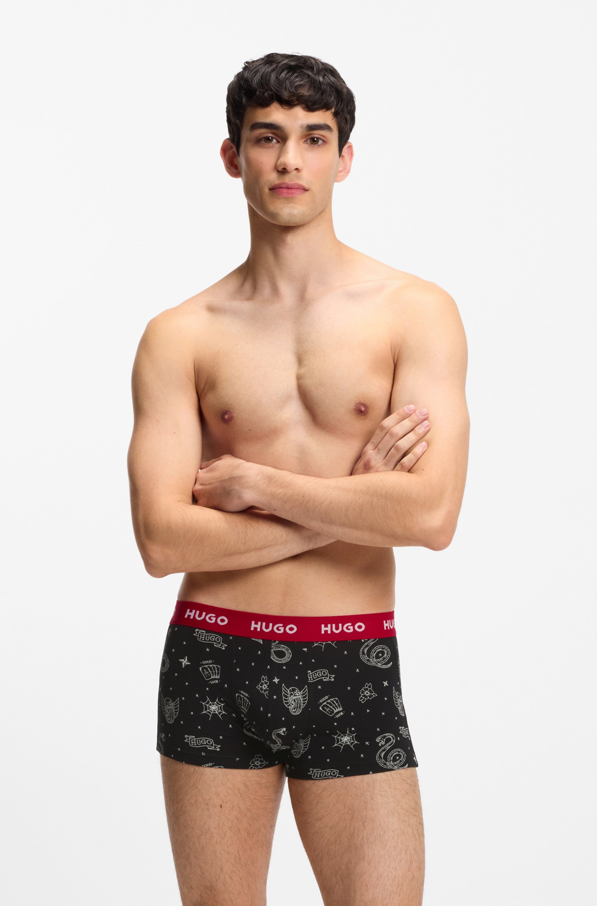 HUGO Underwear Trunk »TRUNK TRIPLET DESIGN« Packung, 3 Stk. mit Logobund
