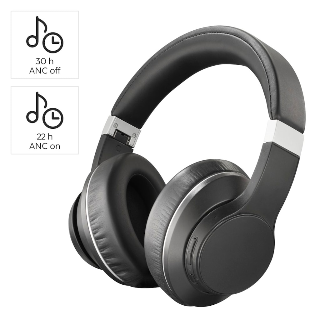 Hama Bluetooth-Kopfhörer »Hama Bluetooth-Kopfhörer „Passion Voyage“, Noise Cancelling«, Active Noise Cancelling (ANC)-Sprachsteuerung-integrierte Steuerung für Anrufe und Musik-Freisprechfunktion