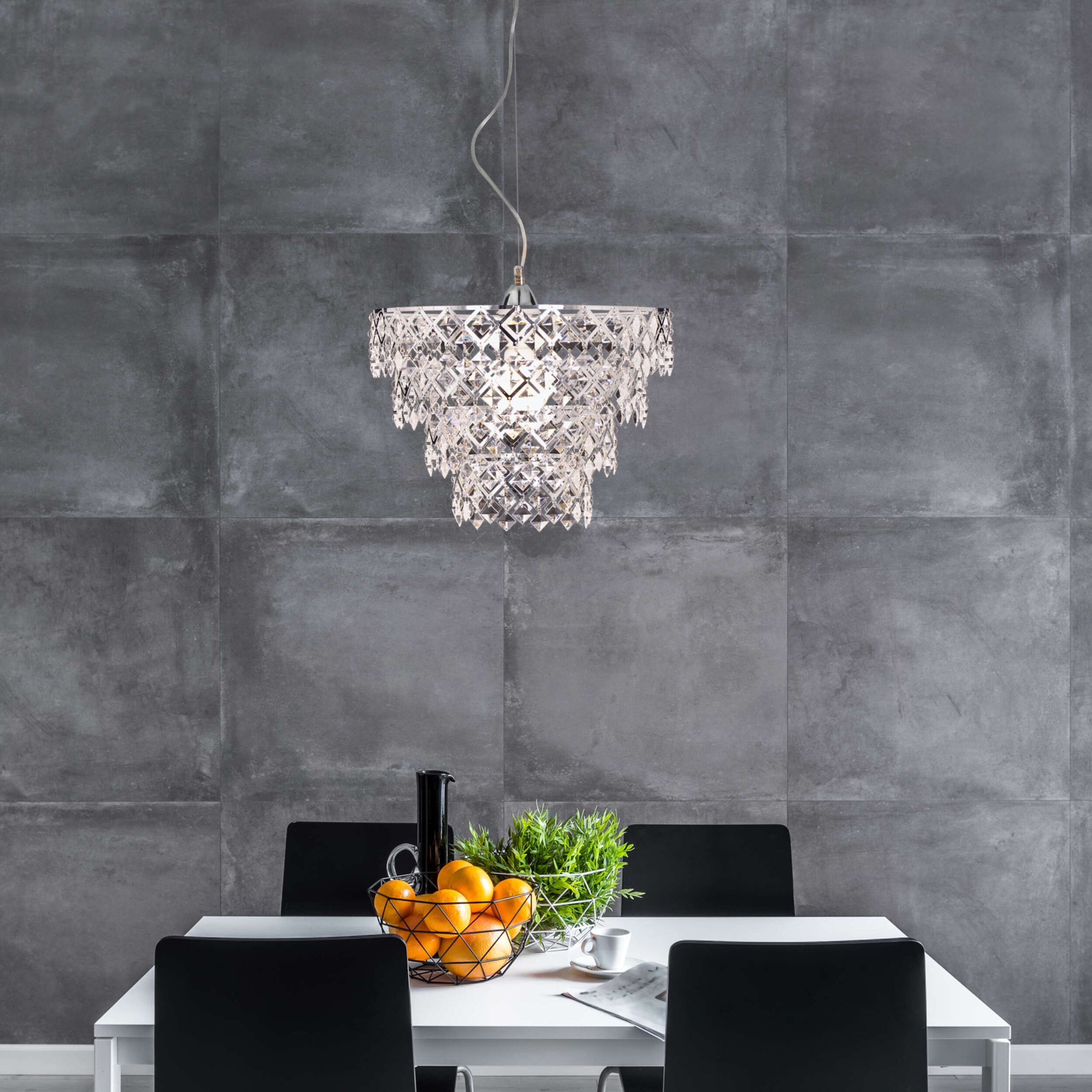 näve Pendelleuchte »Fancy« E27 1 Stk. 1x E27 exkl. max. 40 W, mit Acrylbehang in Kristallform, Höhe 120cm