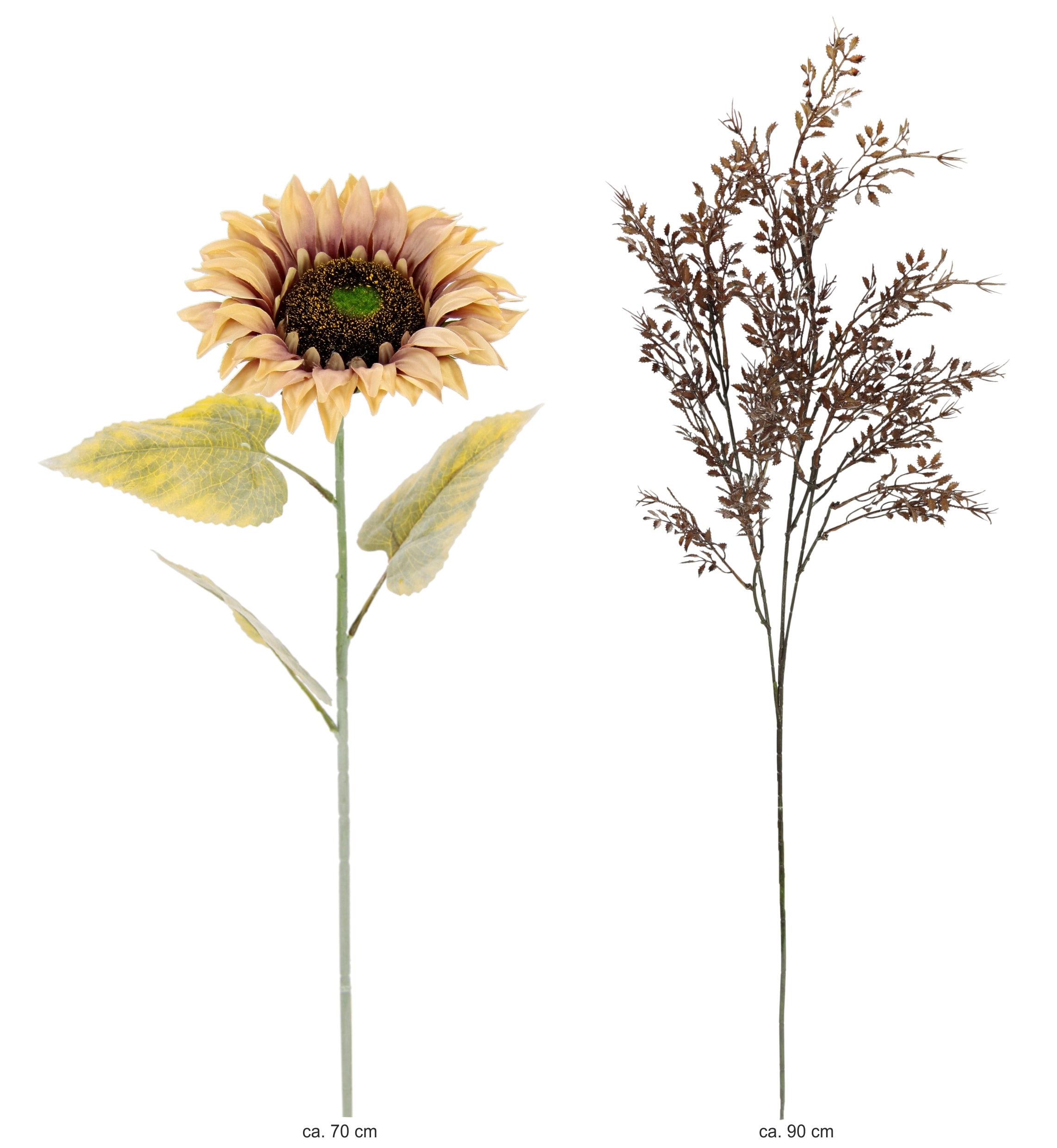 I.GE.A. Kunstblumenstrauß »Kunstblumen Set Sonnenblume« Mit Dekozweig 70cm Blumenarrangement Sonnenblumenzweig künstlich Deko