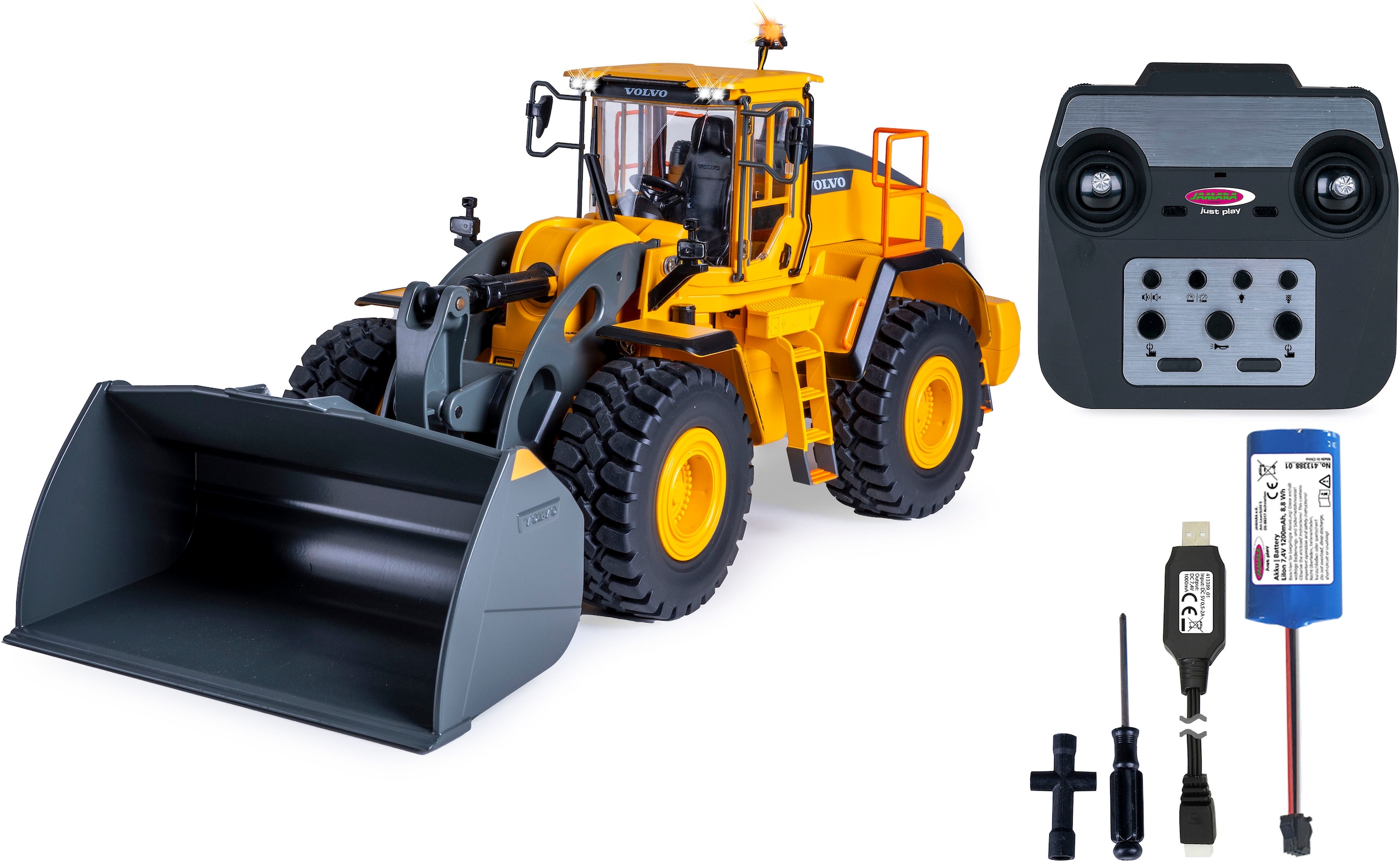 Jamara RC-Bagger »Radlader Volvo L260H Metal 2,4GHz«, LED-Licht; Maßstab 1:14