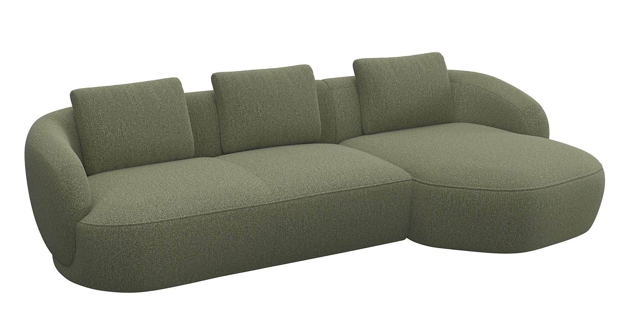 FLEXLUX Wohnlandschaft »Torino, rund, L-Form, Sofa-Ecke mit Recamiere, Longchair-Sofa«, Modernes, organisches Sofa-Design, Kaltschaum, Wellenunterfederung