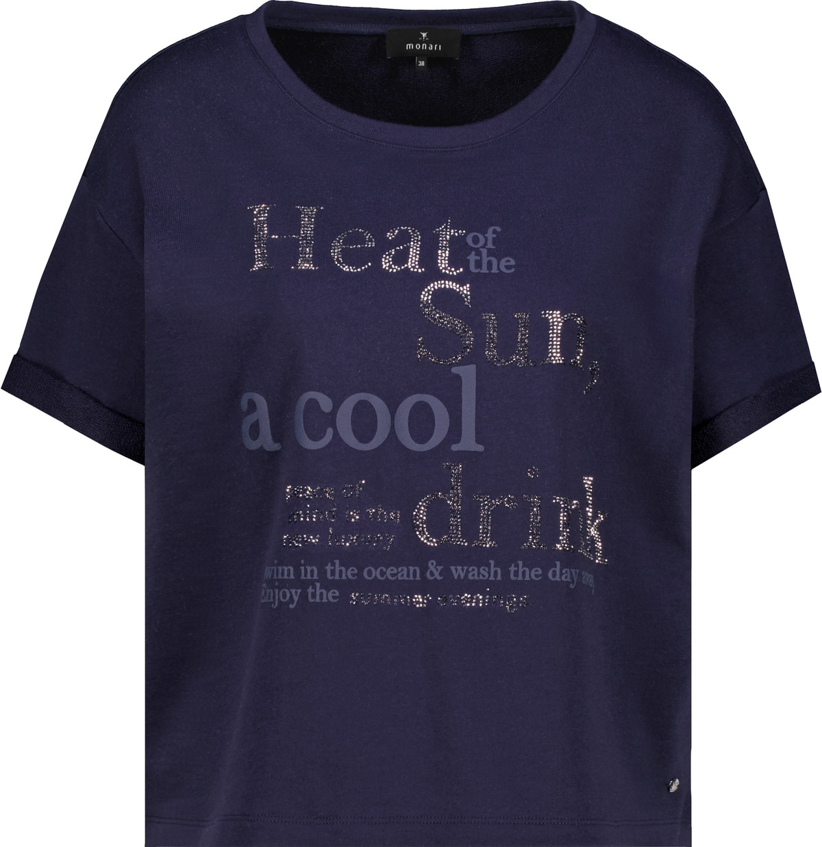 Monari Sweatshirt »Sweatshirt tonige Schrift«, Rundhalsausschnitt, bequeme Passform, Schmuck-Details
