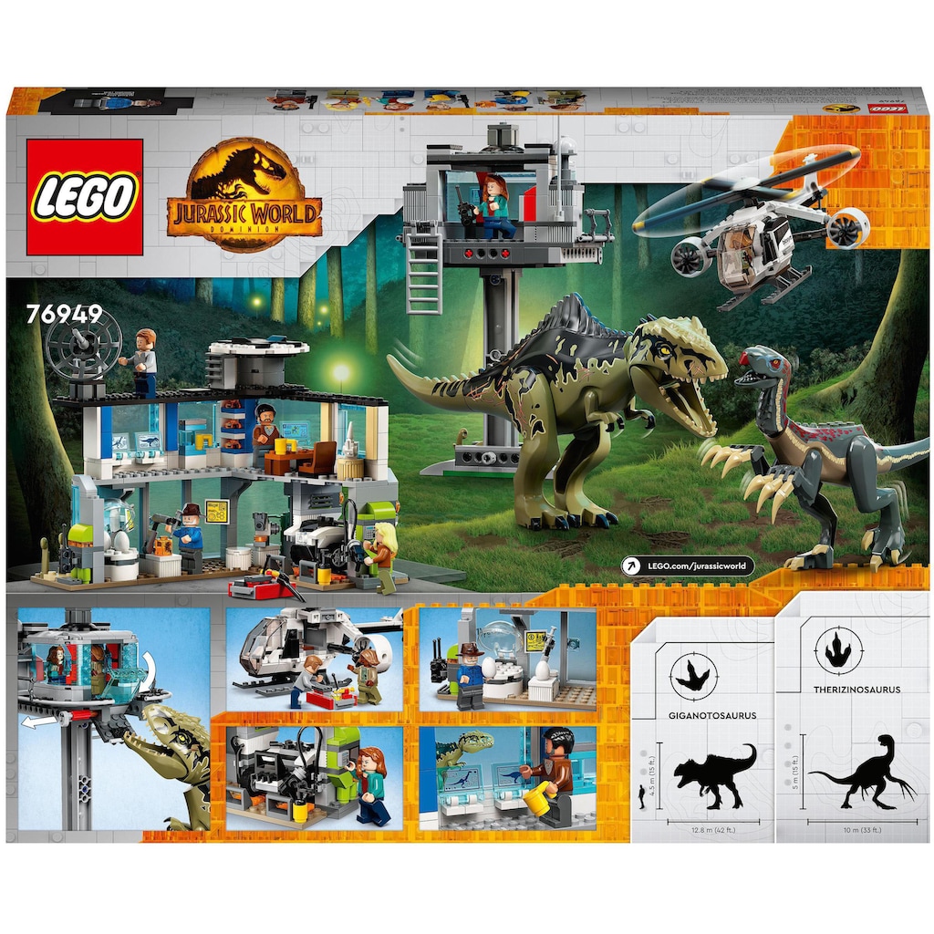 LEGO® Konstruktionsspielsteine »Giganotosaurus & Therizinosaurus Angriff (76949), LEGO® Jurassic World«, (810 St.)
