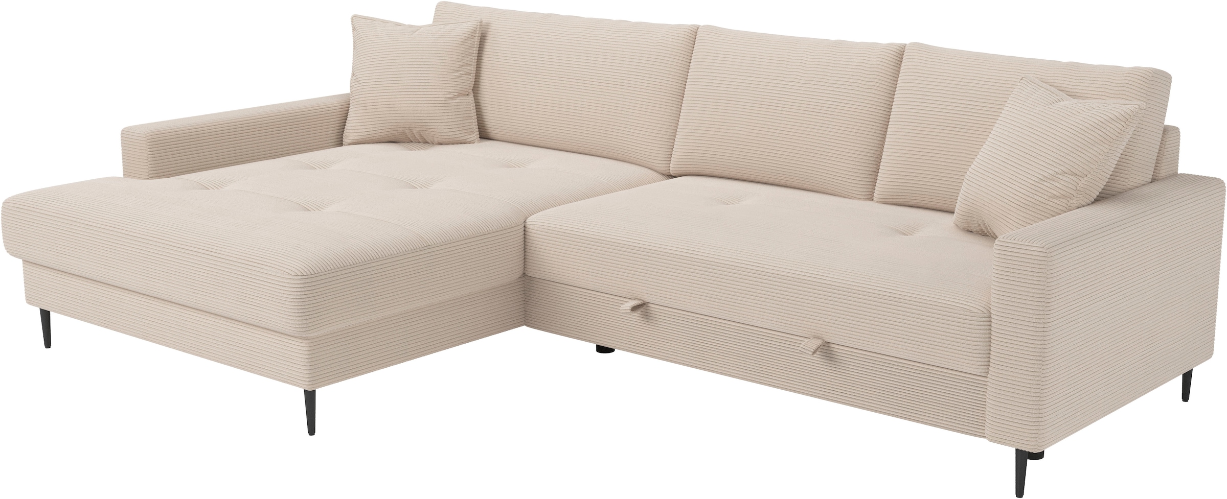 OTTO home Ecksofa »Summer L-Form, B: 284 cm, Schlaffunktion, 2 Zierkissen« optional mit Kopfstützen, Wellenfederung, frei stellbar