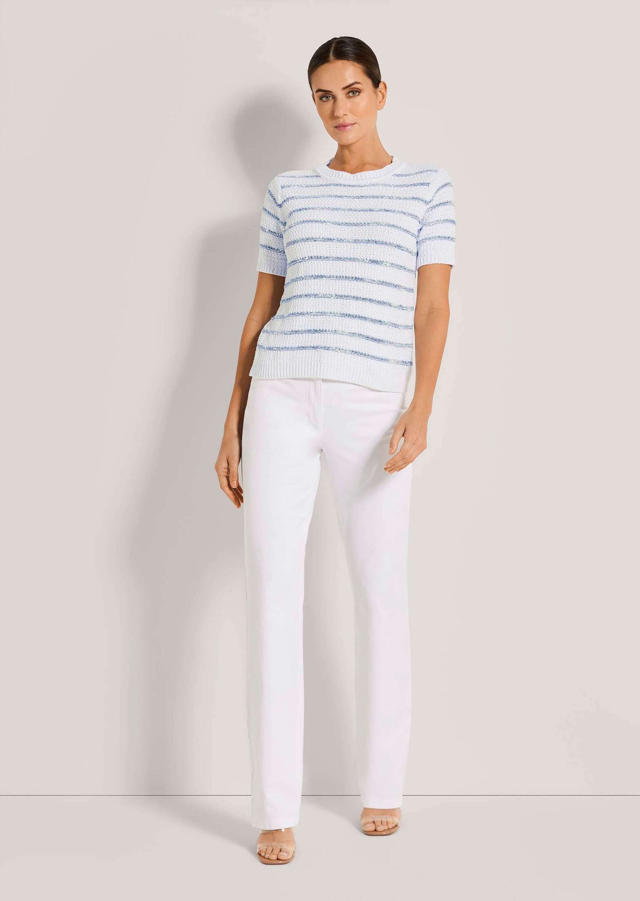 MADELEINE Longpullover »Pullover Ringel-Pullover mit kurzen Ärmeln«