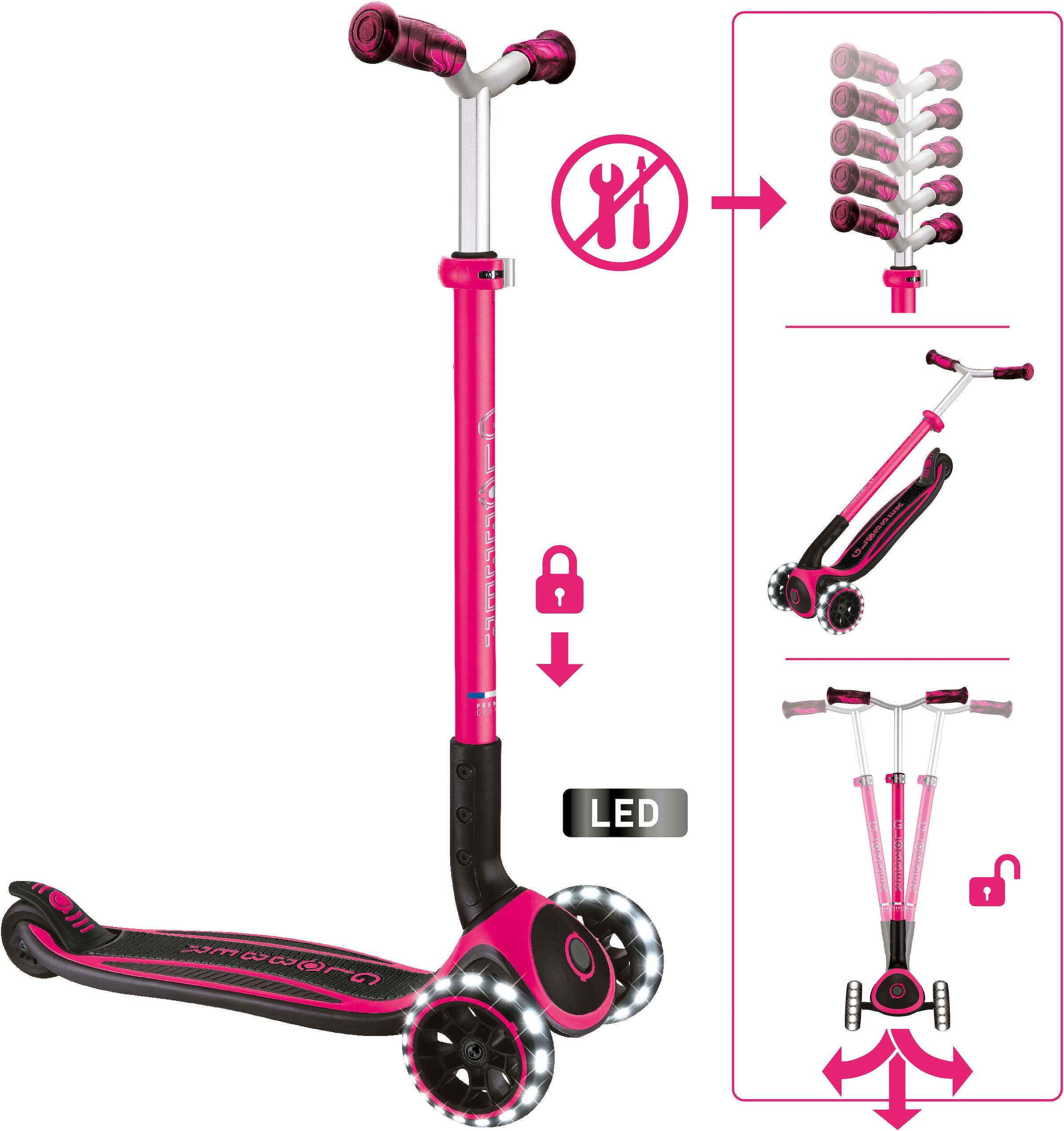 Globber Tretroller »ACE LIGHTS, mit Leuchtrollen«