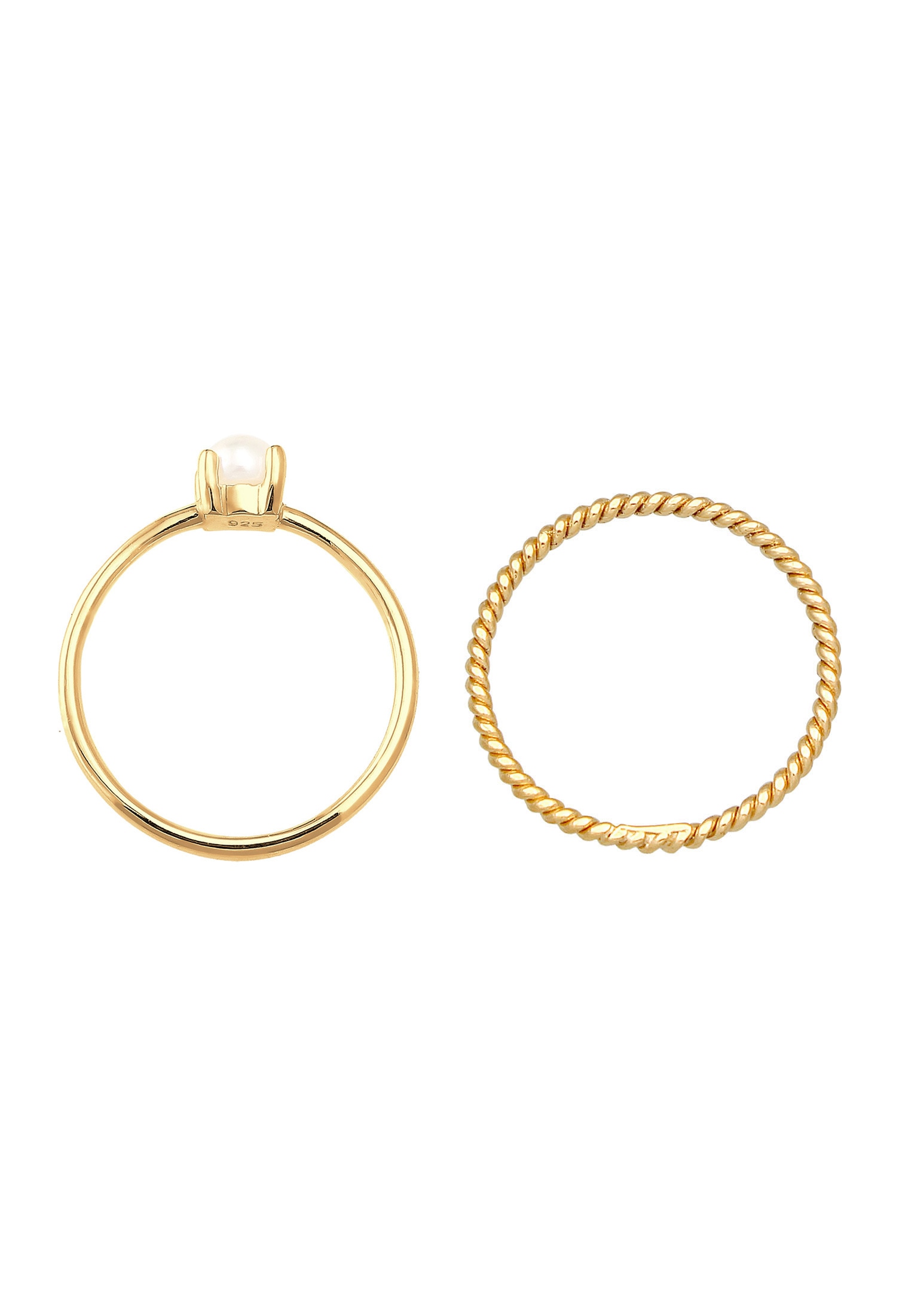 Elli Premium Ring-Set »Ring Ringset Perle Twisted 925 Silber«