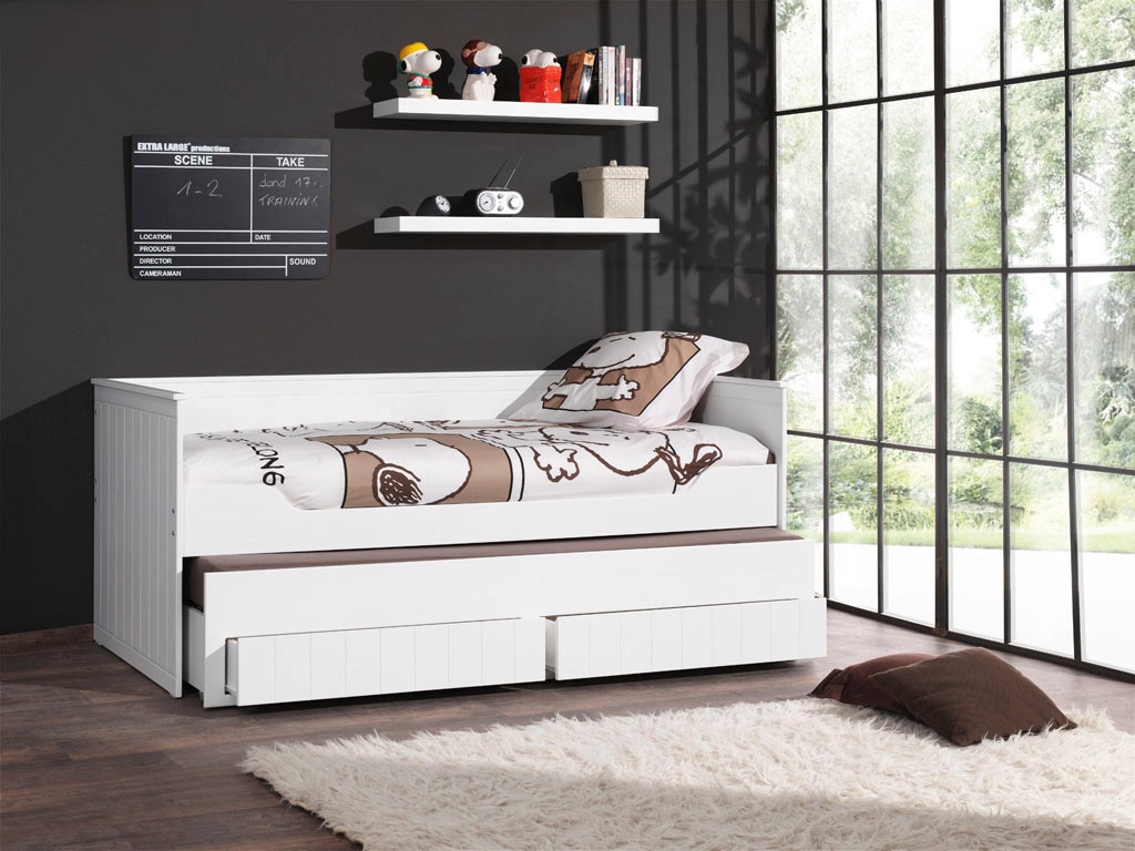 Vipack Einzelbett, (Made in Europe), Funktionelles Kojenbett mit 2 Liegeflächen à 90 x 200 cm, 2 Schubladen