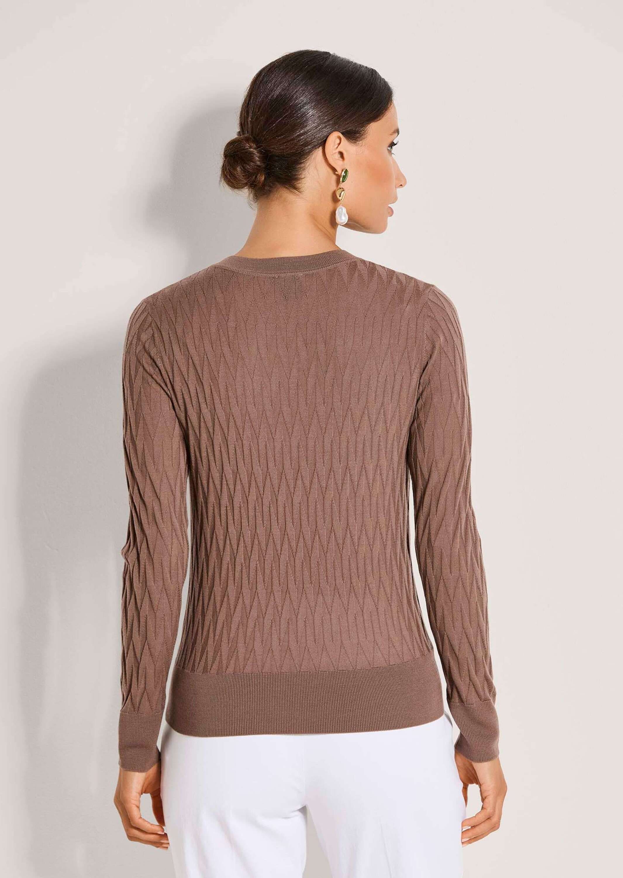 MADELEINE Longpullover »Feinstrickpullover Wollpullover mit grafischem Muster« Struktur-Strickmuster