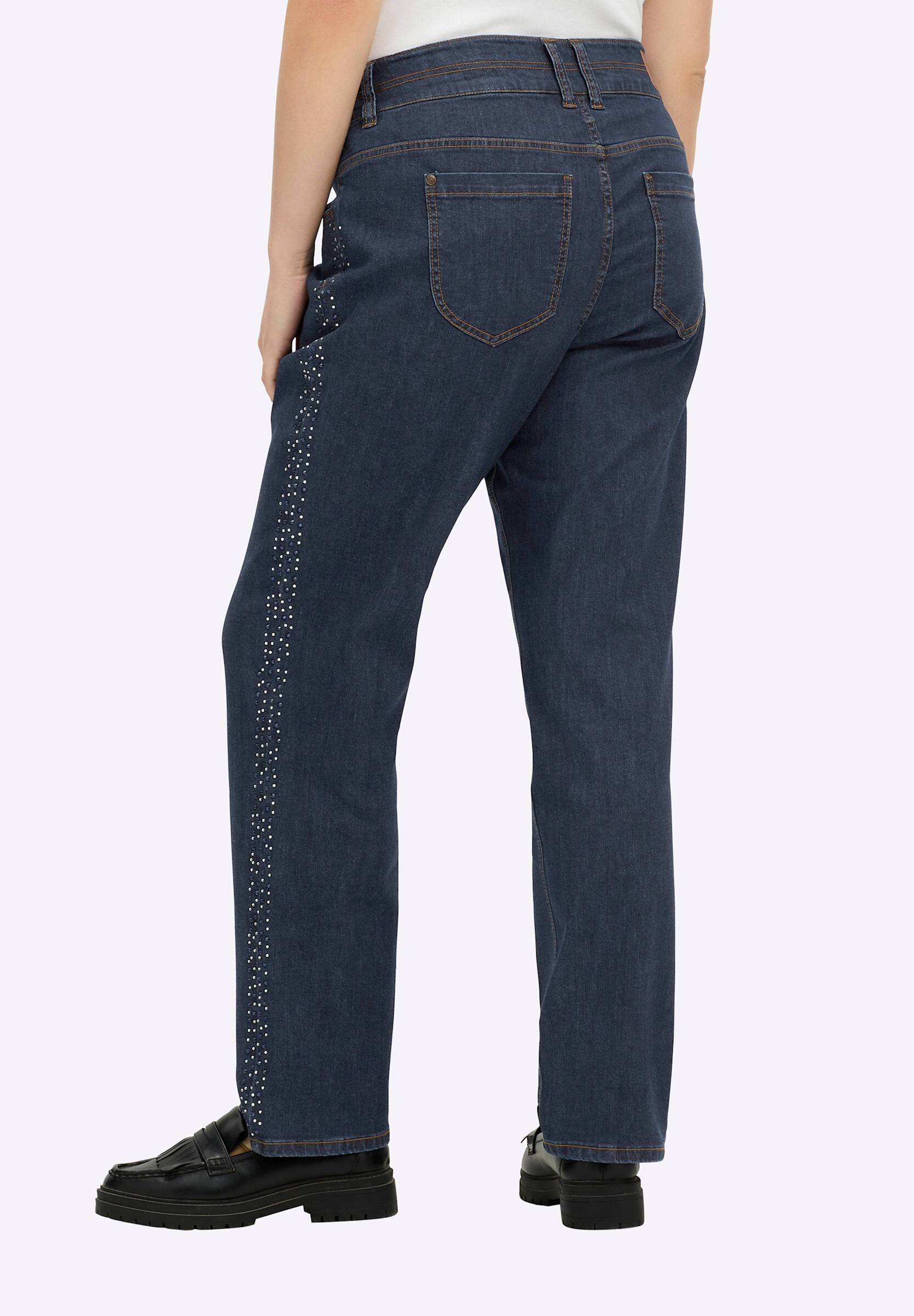 Sheego 5-Pocket-Jeans »Jeans Gerade Jeans mit Glitzersteinchen seitlich«