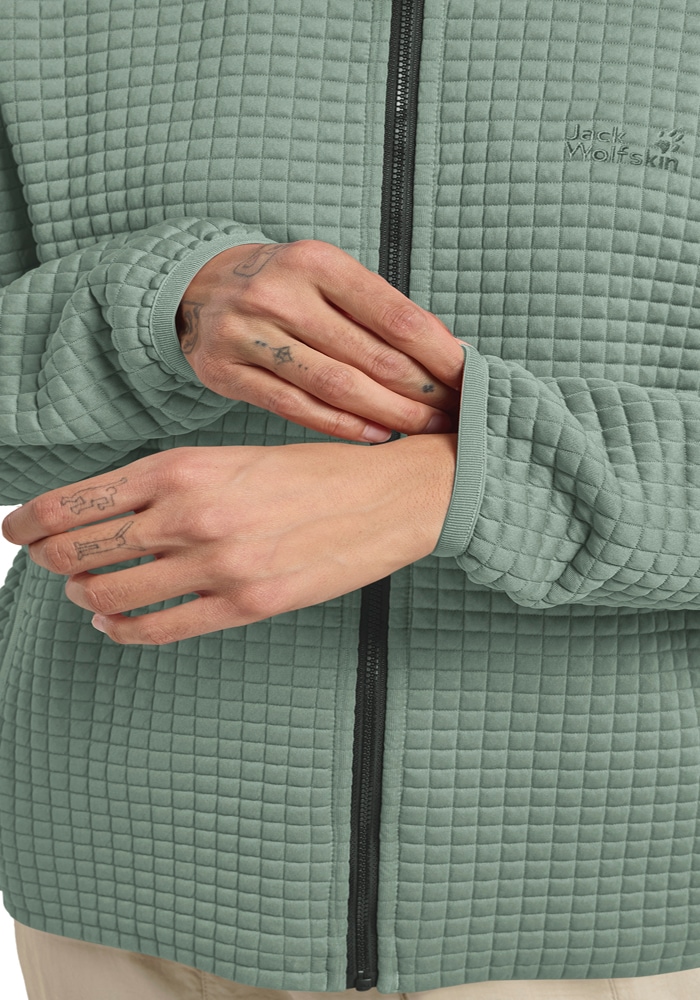 Jack Wolfskin Fleecejacke »MOGARI HOODED FZ W« mit Kapuze atmungsaktiv, leicht, Übergangsjacke, Waffel-Optik