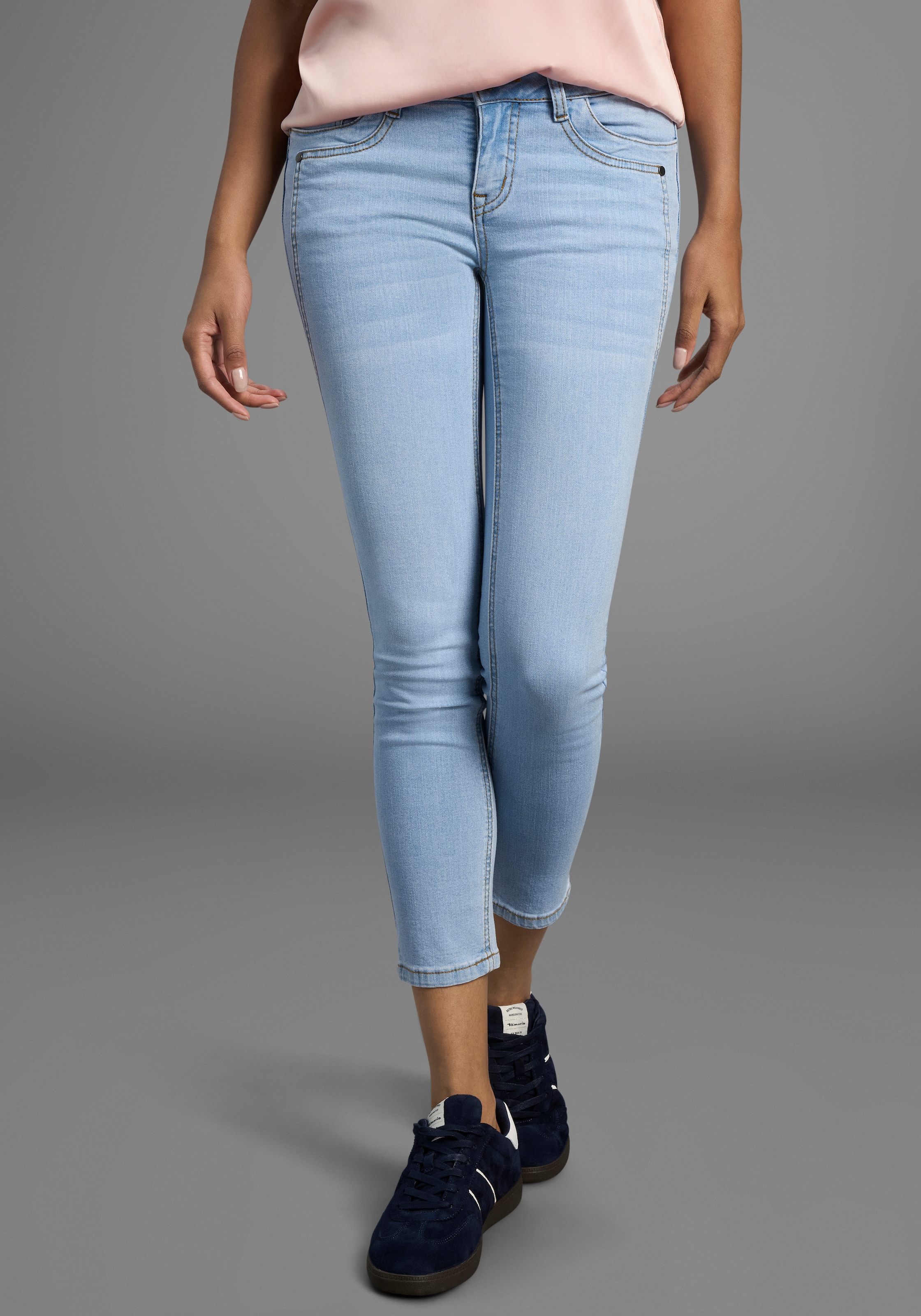 Arizona Damen 7/8-Jeans »mit Keileinsätzen« extra-enger Schnitt in blau, Größe 42