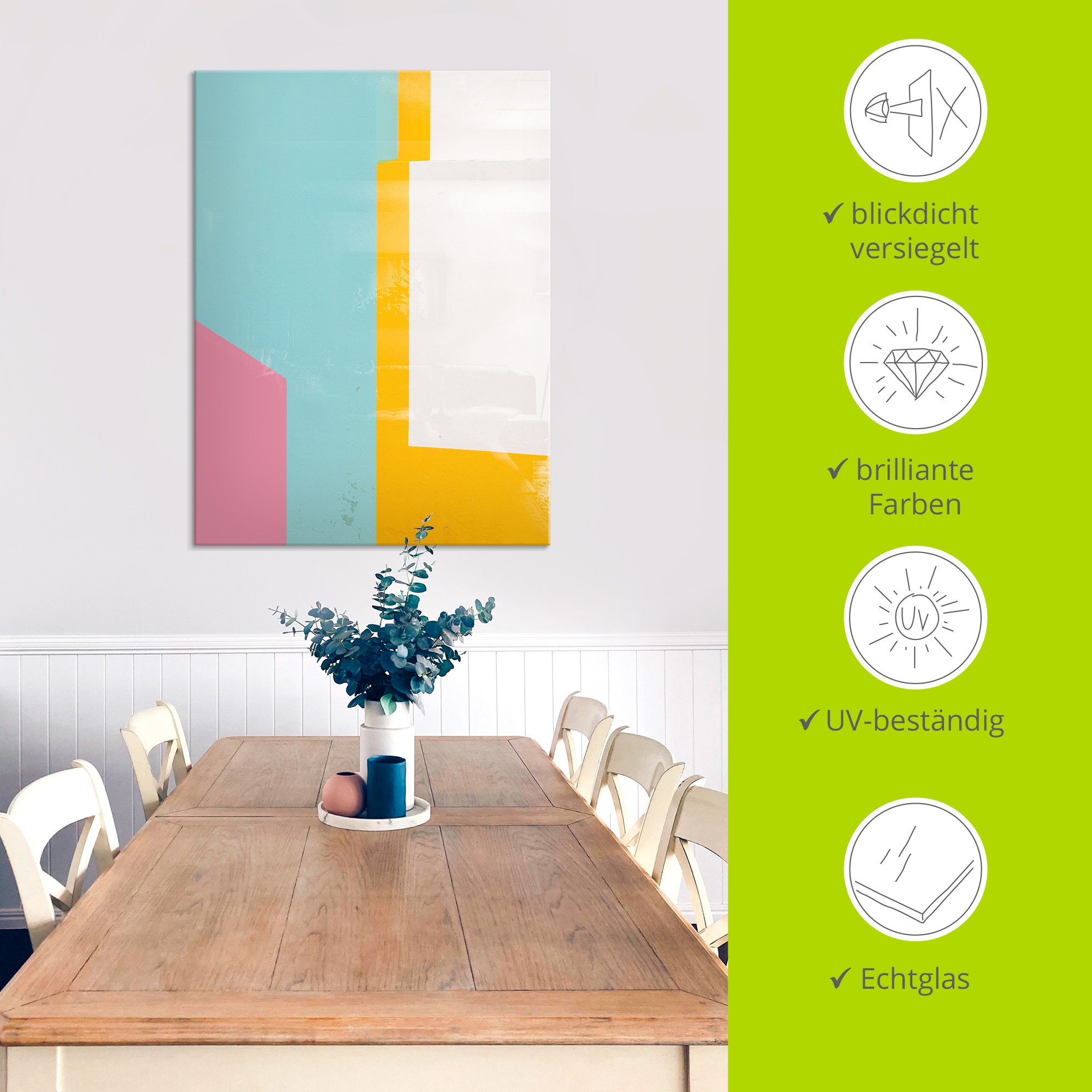 Artland Glasbild »pinky wall« Elemente der Architektur 1 Stk. tlg. in verschiedenen Größen