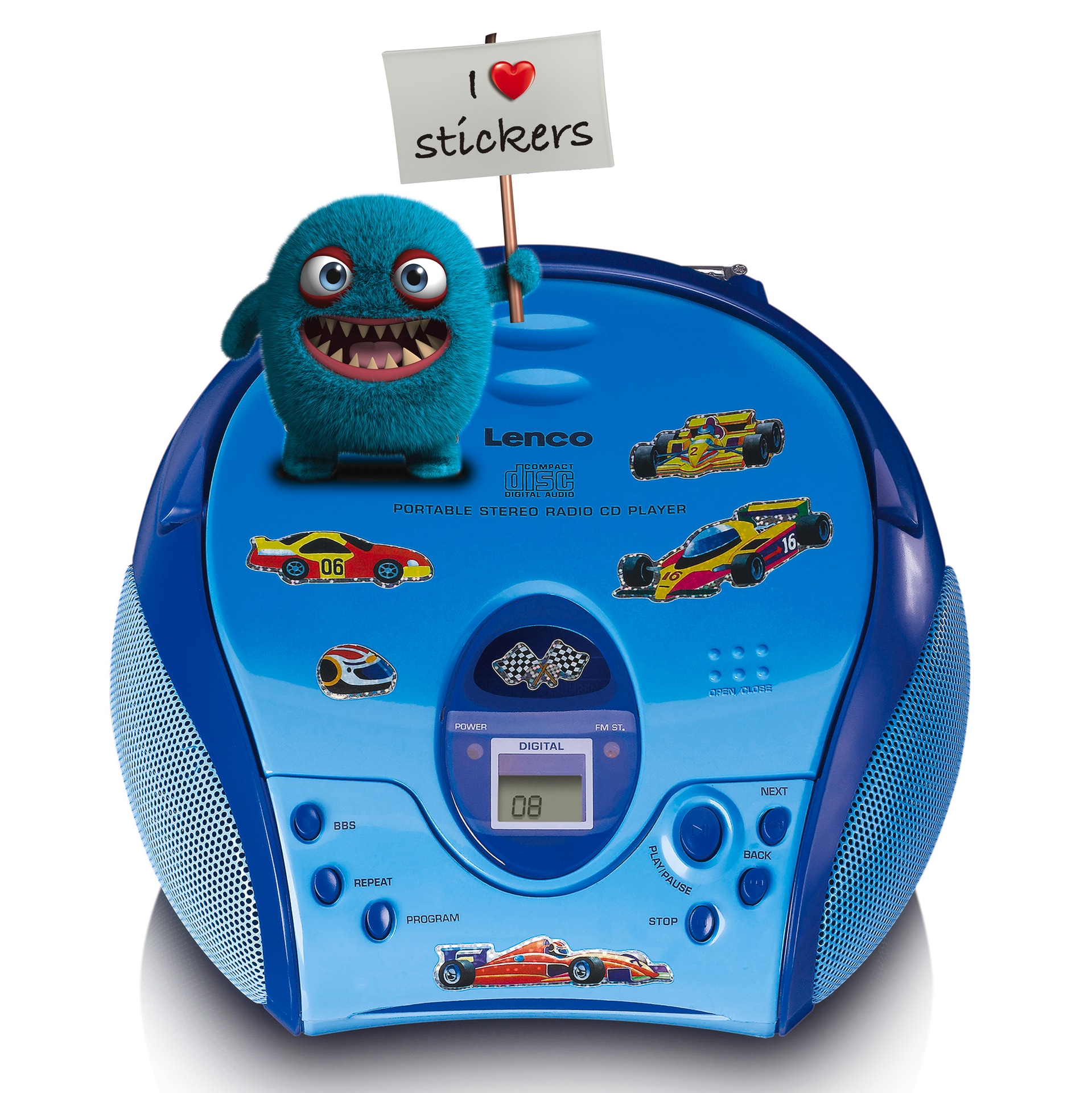 Lenco Boombox »SCD-24 Boombox mit CD Player, FM radio und Stickern«, (Bluetooth FM-Tuner)