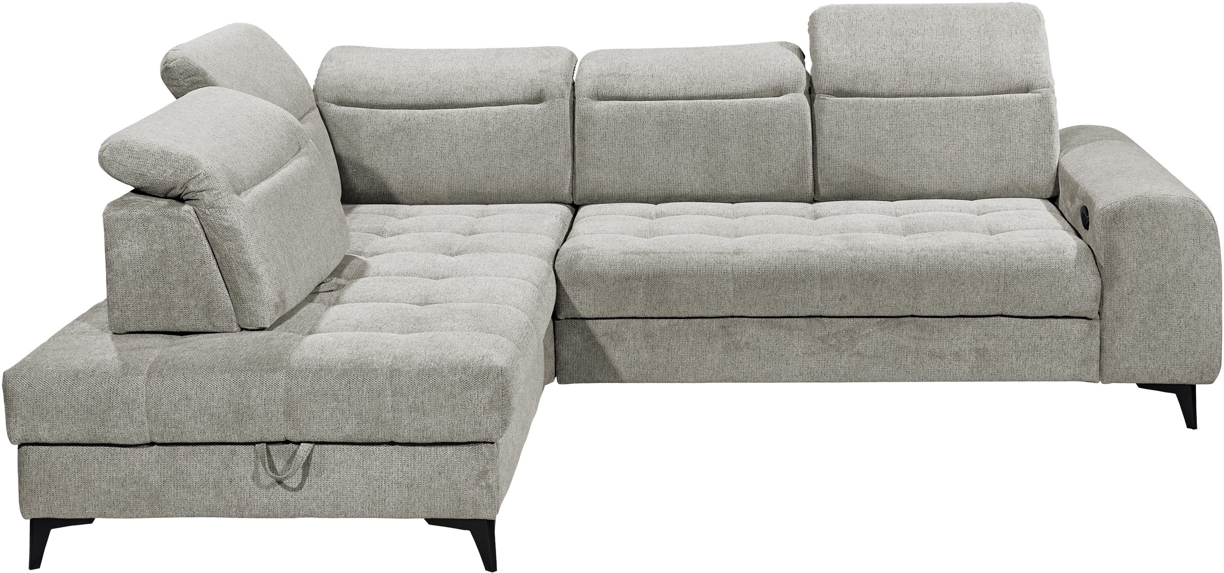 ED EXCITING DESIGN Ecksofa »Rockdale L-Form mit Bettfunktion, Bettkasten« Kopfteilverstellung, Sitztiefenverstellung & USB-Port