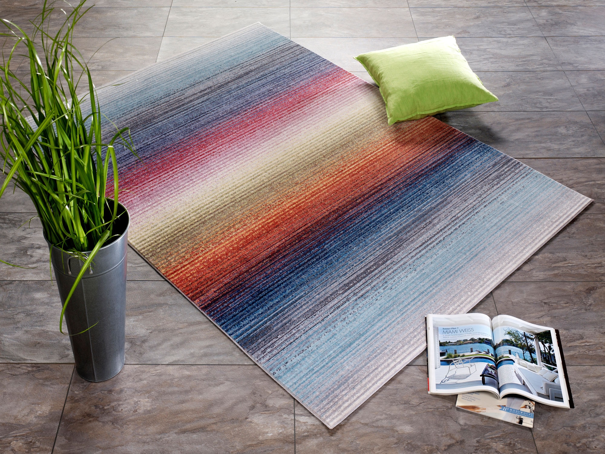 OCI Die Teppichmarke Teppich »Rainbow Stripe«, rechteckig, 5 mm Höhe, Besonders weich durch Microfaser,...