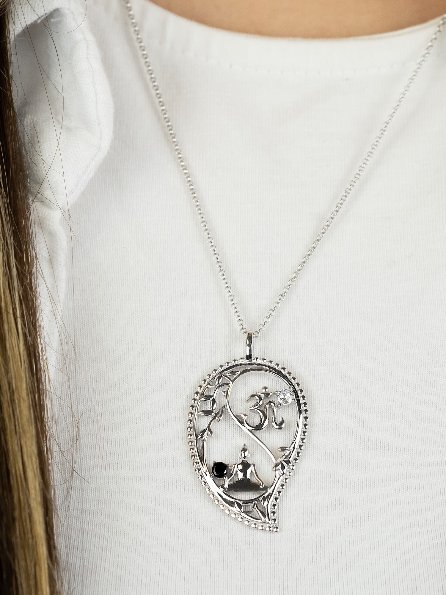 Engelsrufer Kettenanhänger »Yin Yang Tropfen Balance Buddha und Om« ()  Made in Germany - mit Zirkonia (synth.)