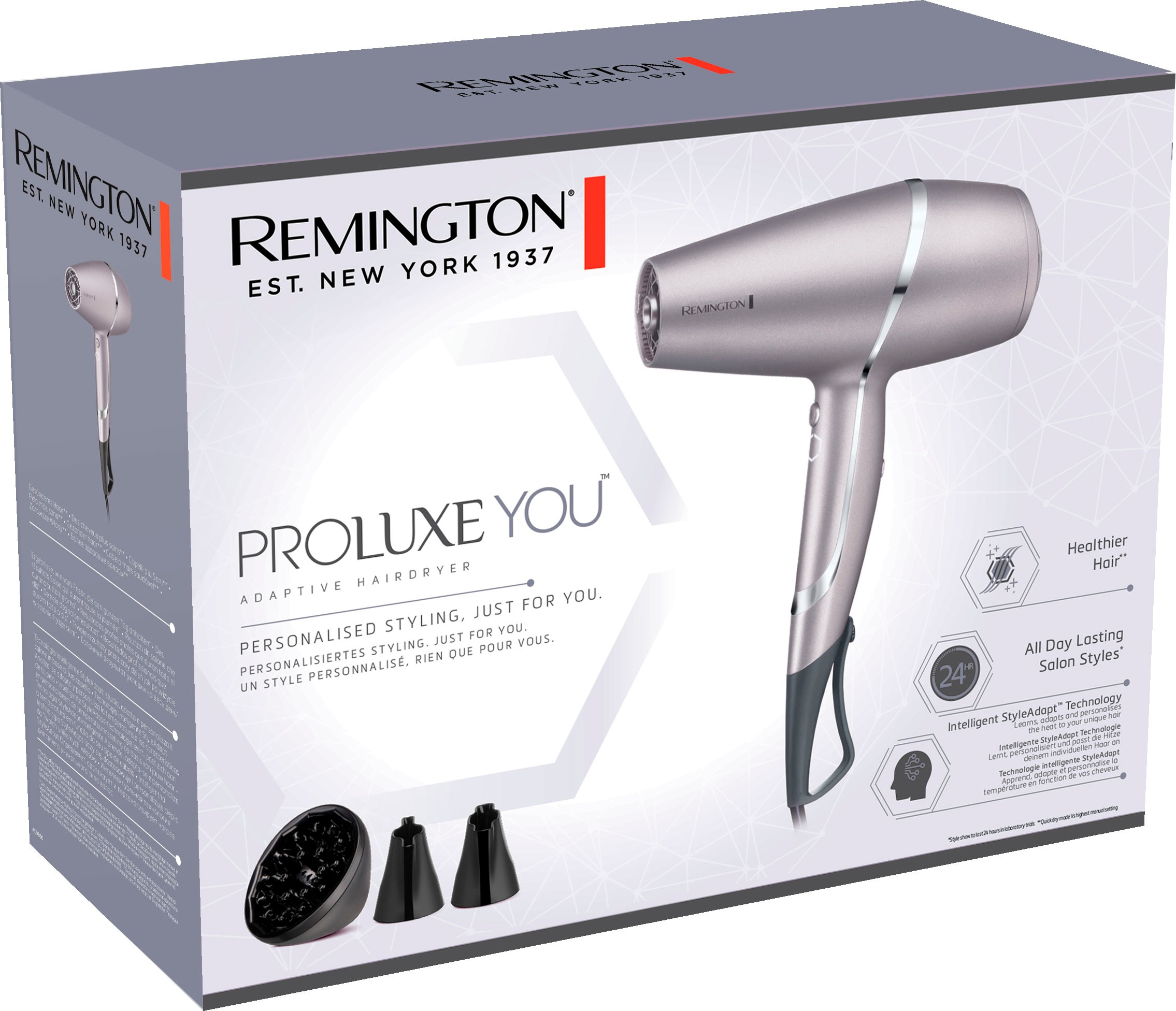 Remington Haartrockner »PROluxe You™ AC9800«, 2400 W, 3 Aufsätze, lernfähiger AC-Haartrockner, Memory Funktion, 115km/h Luftstrom