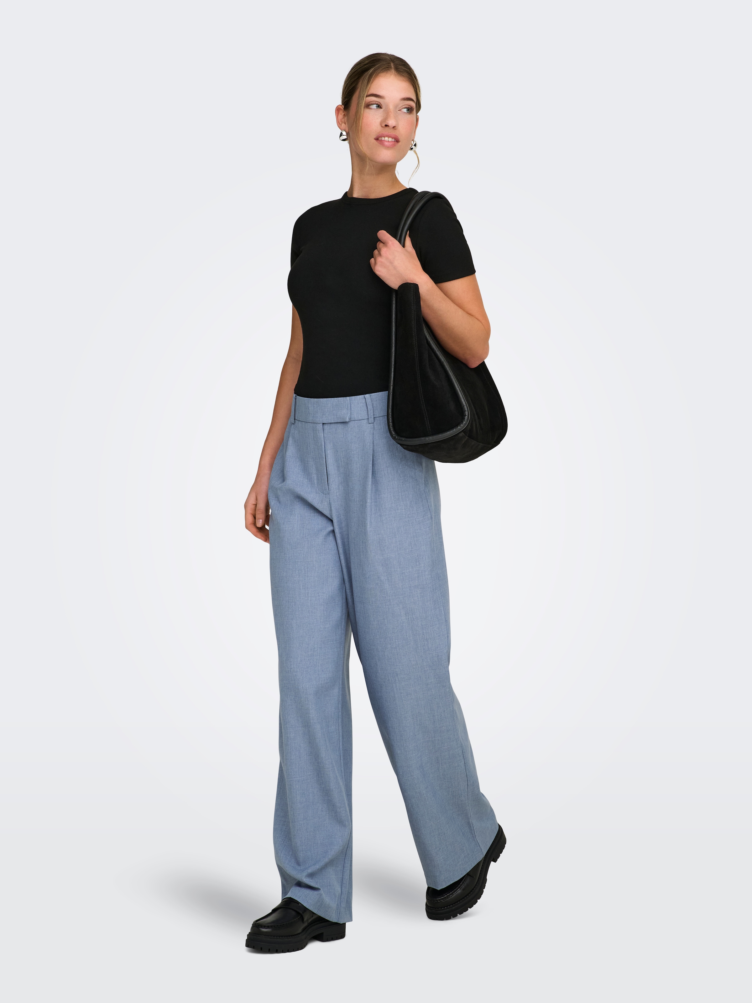 ONLY Anzughose »ONLLINDA HW STR MEL PANTS TLR NOOS«  Materialmix