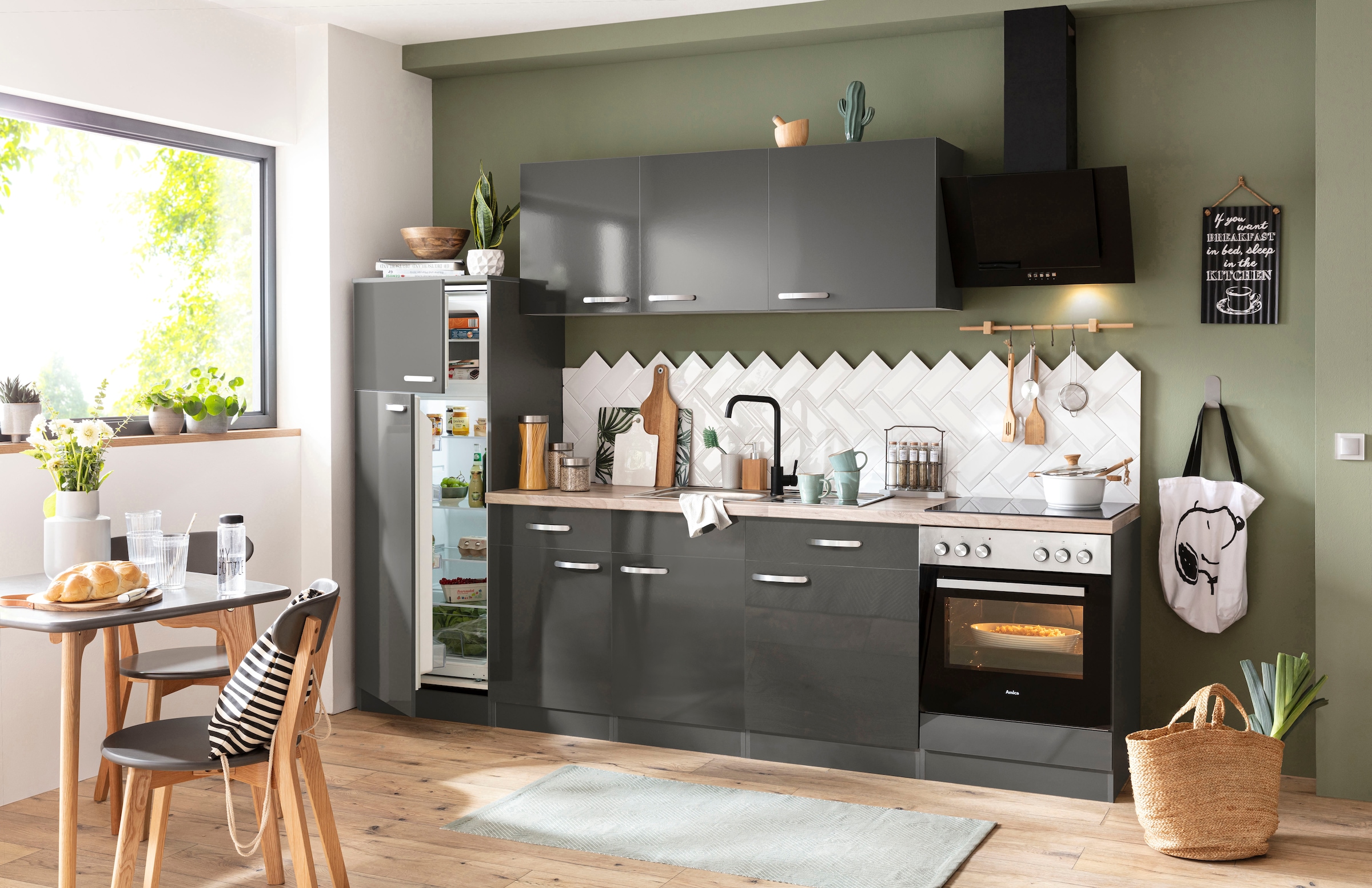 wiho Küchen Küchenzeile »Kansas«, mit E-Geräten, Breite 280 cm im OTTO  Online Shop | Hängeschränke