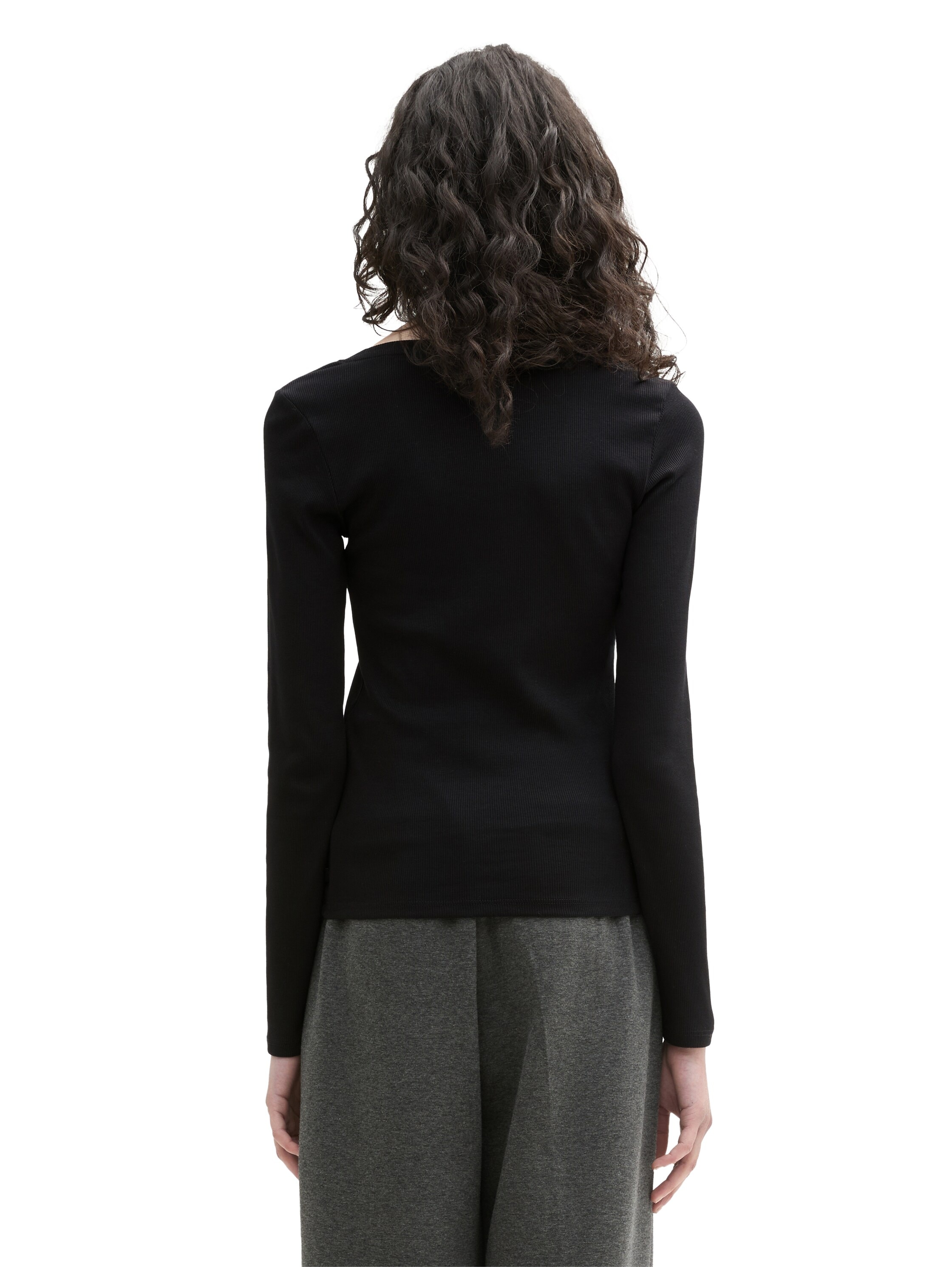 TOM TAILOR Denim Rundhalsshirt, gerippt und mit Stretch