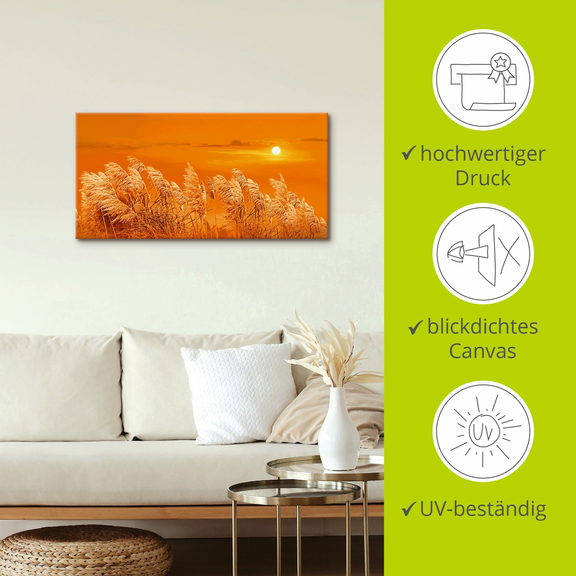 Artland Wandbild »Im Wind«, Gräser, (1 St.), als Leinwandbild in verschied. Größen