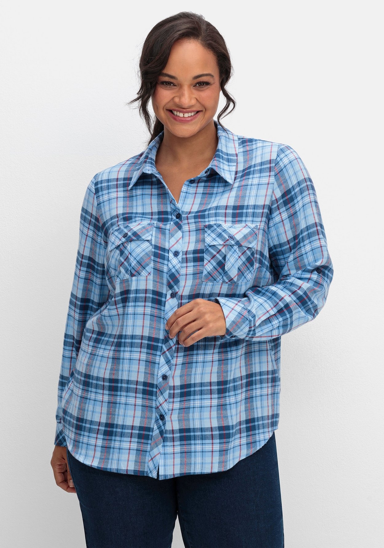 Karobluse »Karierte Flanellbluse aus weichem Baumwolll-Flanell«, aus weichem...