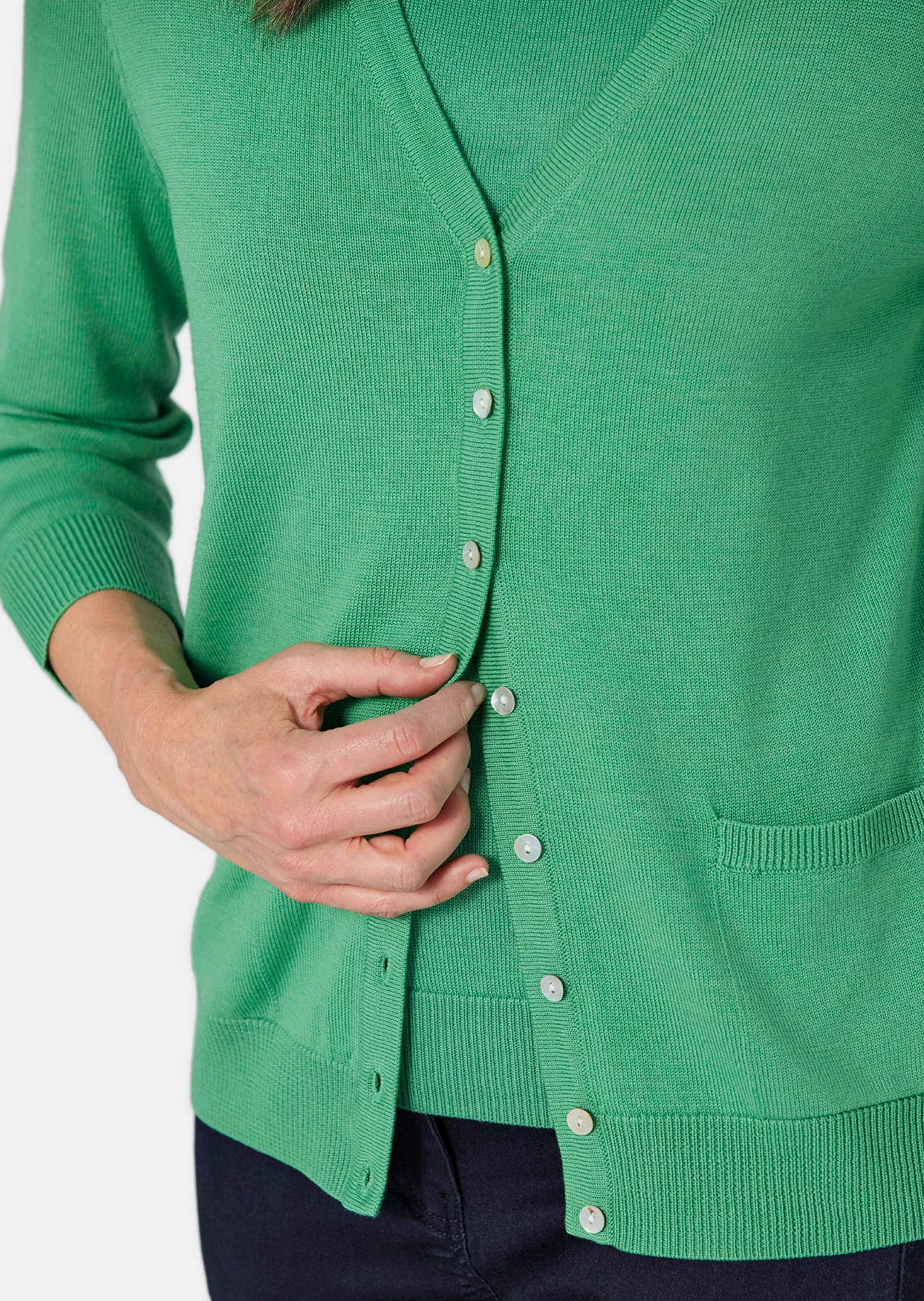 GOLDNER Strickpullover »Kurzgröße Strick-Twinset aus Merino-Schurwolle«