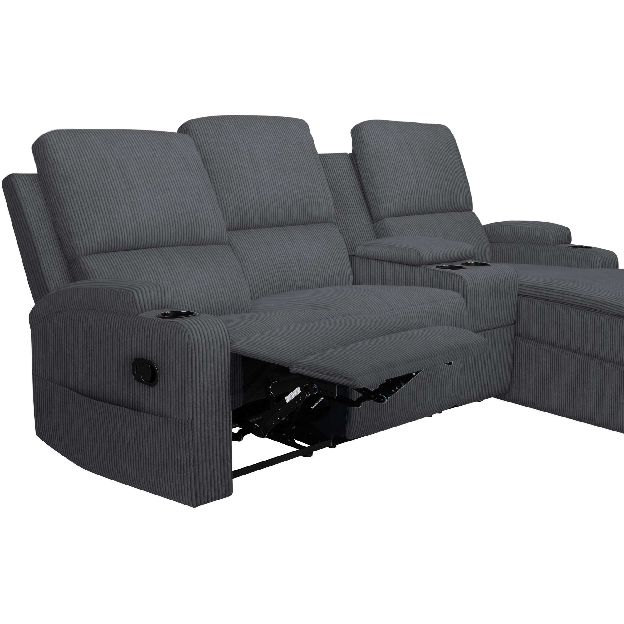 Home affaire Ecksofa »NAPORI Multimediasofa, 3er Kinosessel XXL, L-Form, Cord«, Kinosofa mit Relaxfunktion, Getränkehalter, Staufach und Staukasten