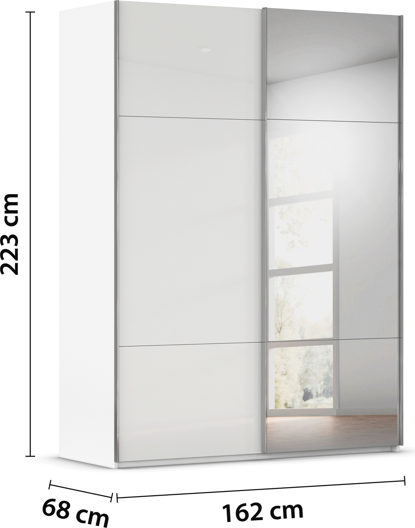 rauch Schwebetürenschrank »Kleiderschrank Schrank Garderobe Schlafzimmerschrank CONTIDO«, (in 3 verschiedenen Ausstattungen BASIC/CLASSIC/PREMIUM), aus hochwertigem Material in 6 Breiten 2 Griff-Farben MADE IN GERMANY