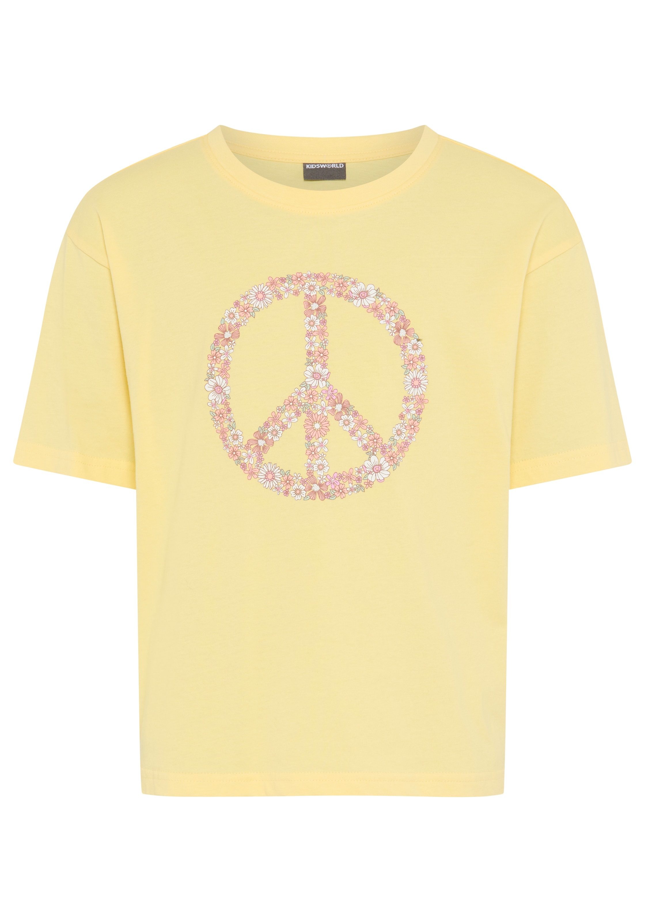 KIDSWORLD T-Shirt »T-Shirt Peacezeichen-Druck« lässige Passform, Kurzarm, mit Rundhalsausschnitt, aus Baumwolle