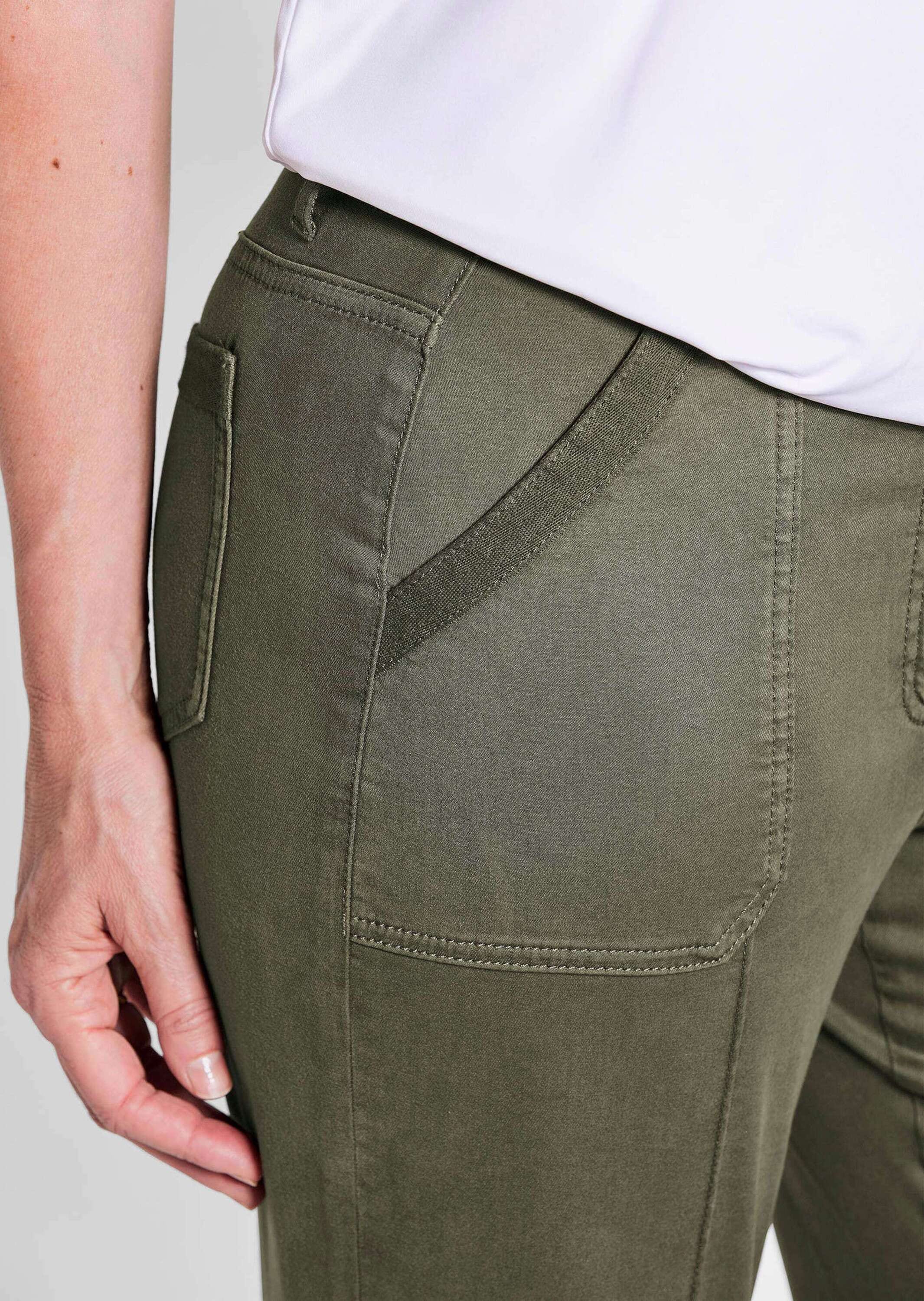 GOLDNER Stoffhose »Kurzgröße Grüne, konische Hose SARA, sportiv«