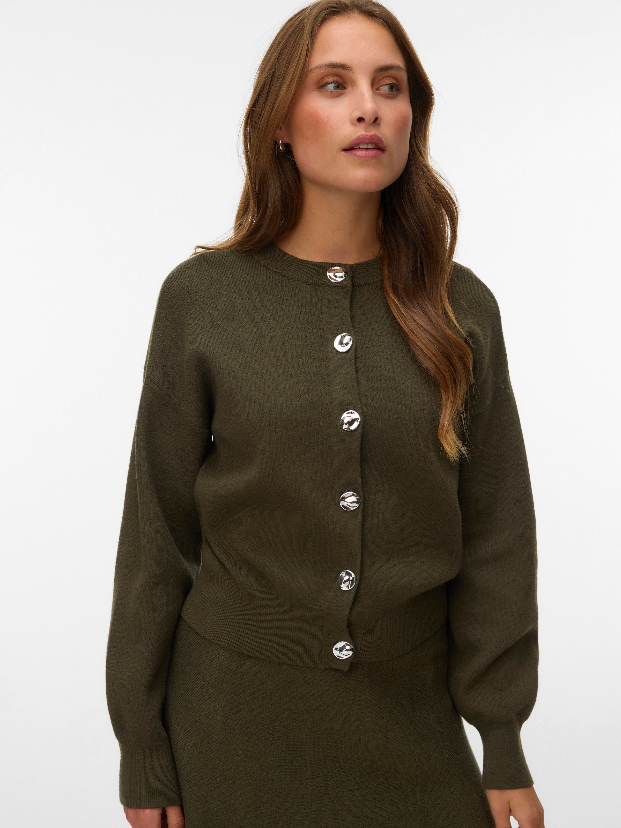 Vero Moda Strickjacke »VMNOELLA LS O-NECK CARDIGAN BOO« Materialmix