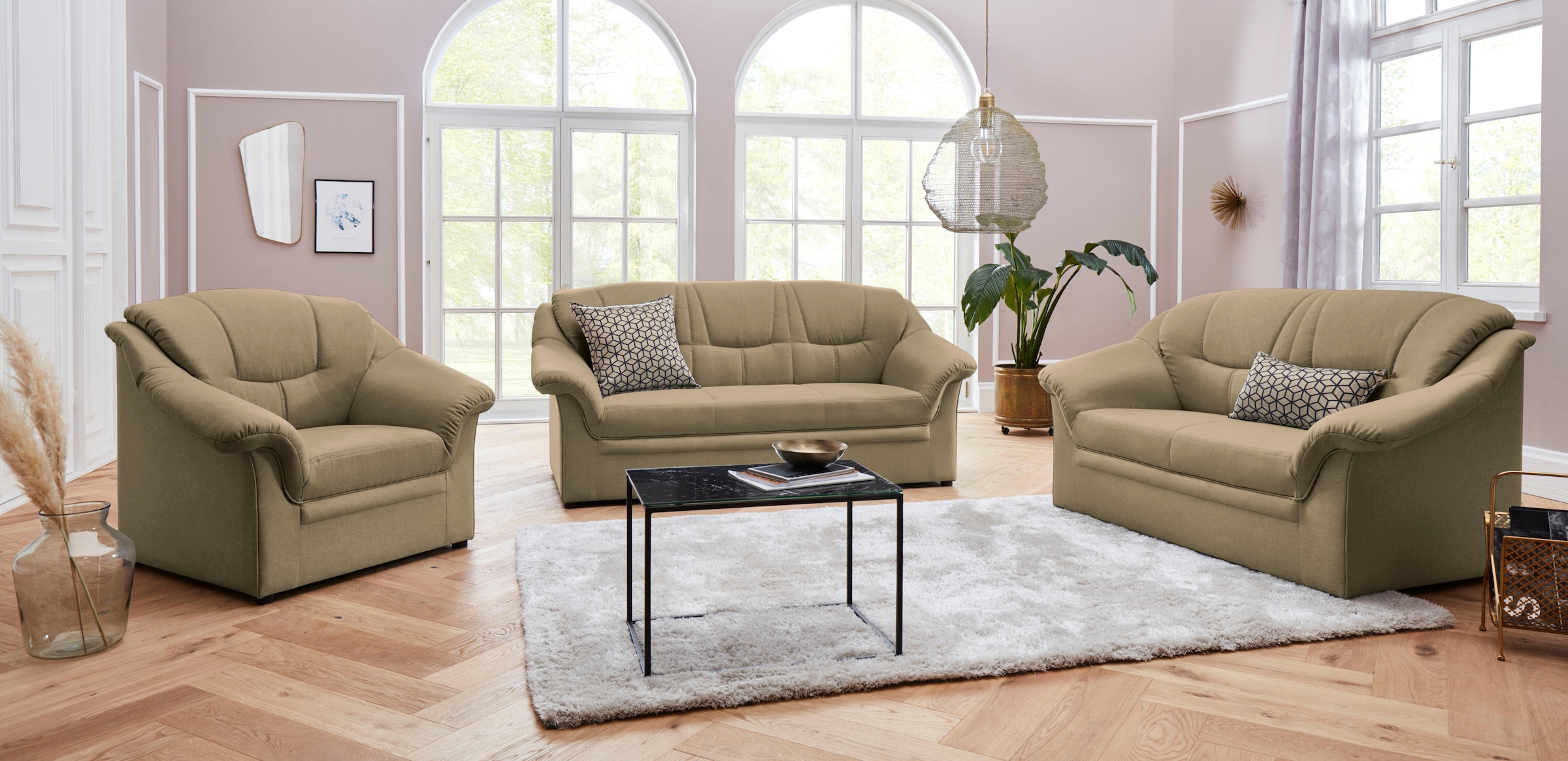 DOMO collection 2-Sitzer »Mezia kompakt für kleine Räume, Breite 146cm, komfortabel und zeitlos,«