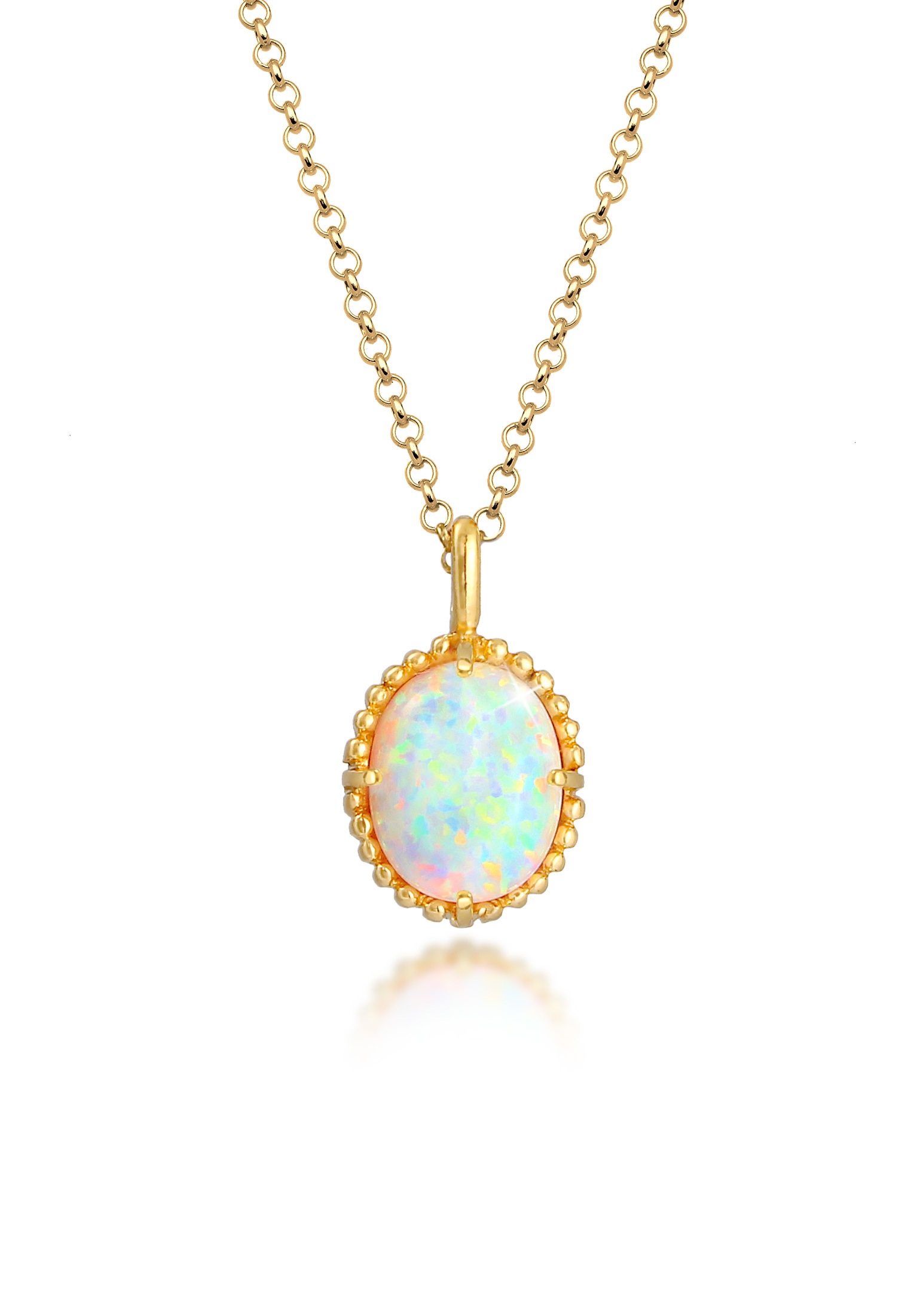 Elli Silberkette »Halskette Anhänger Opal Oval Vintage 925er Silber«