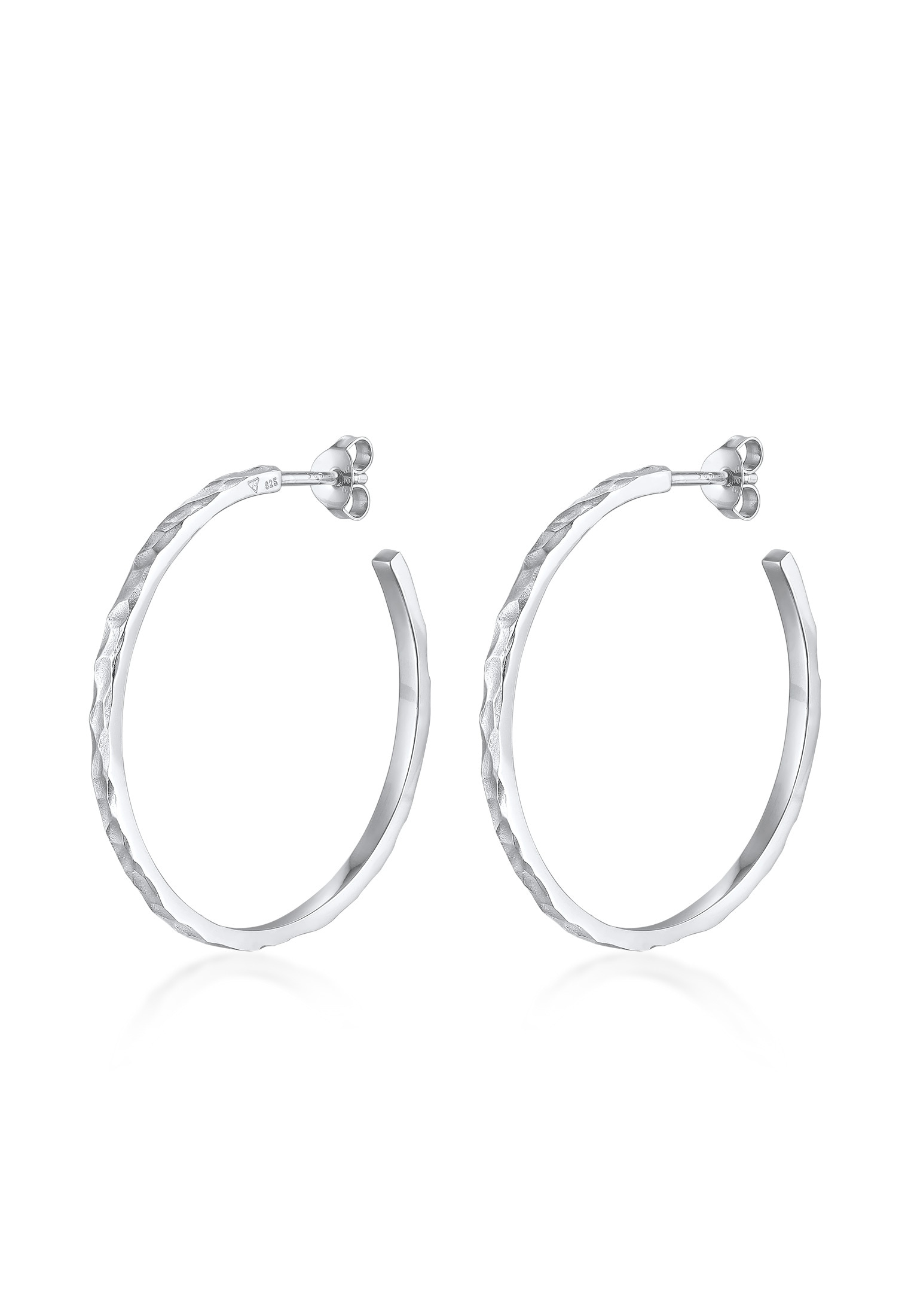 Elli Paar Ohrstecker »Ohrringe Creolen Stecker Gehämmert Organic Look 925 Silber«