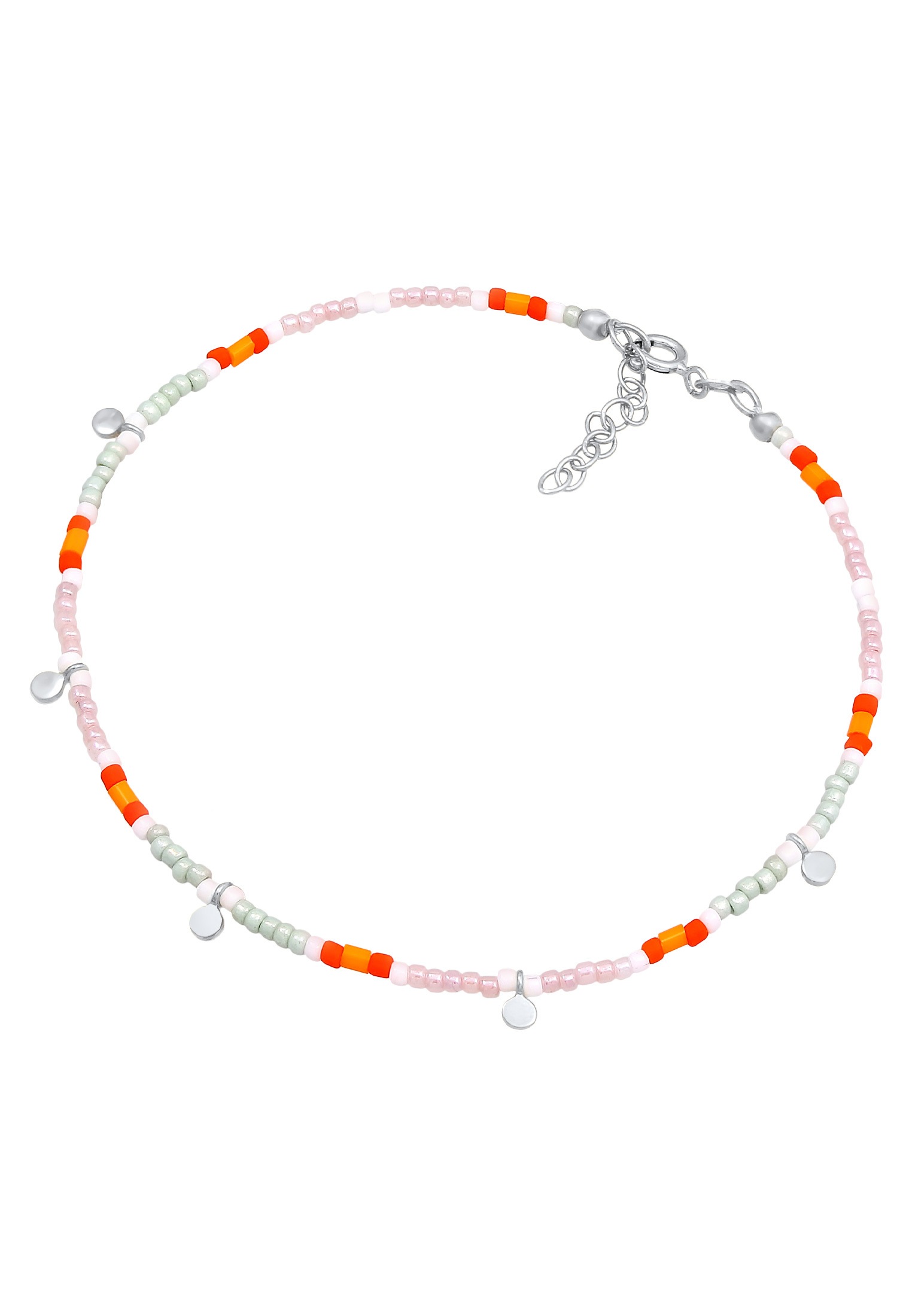 Elli Fußkette »Fußschmuck Plättchen Glas Beads Bunt 925 Silber«