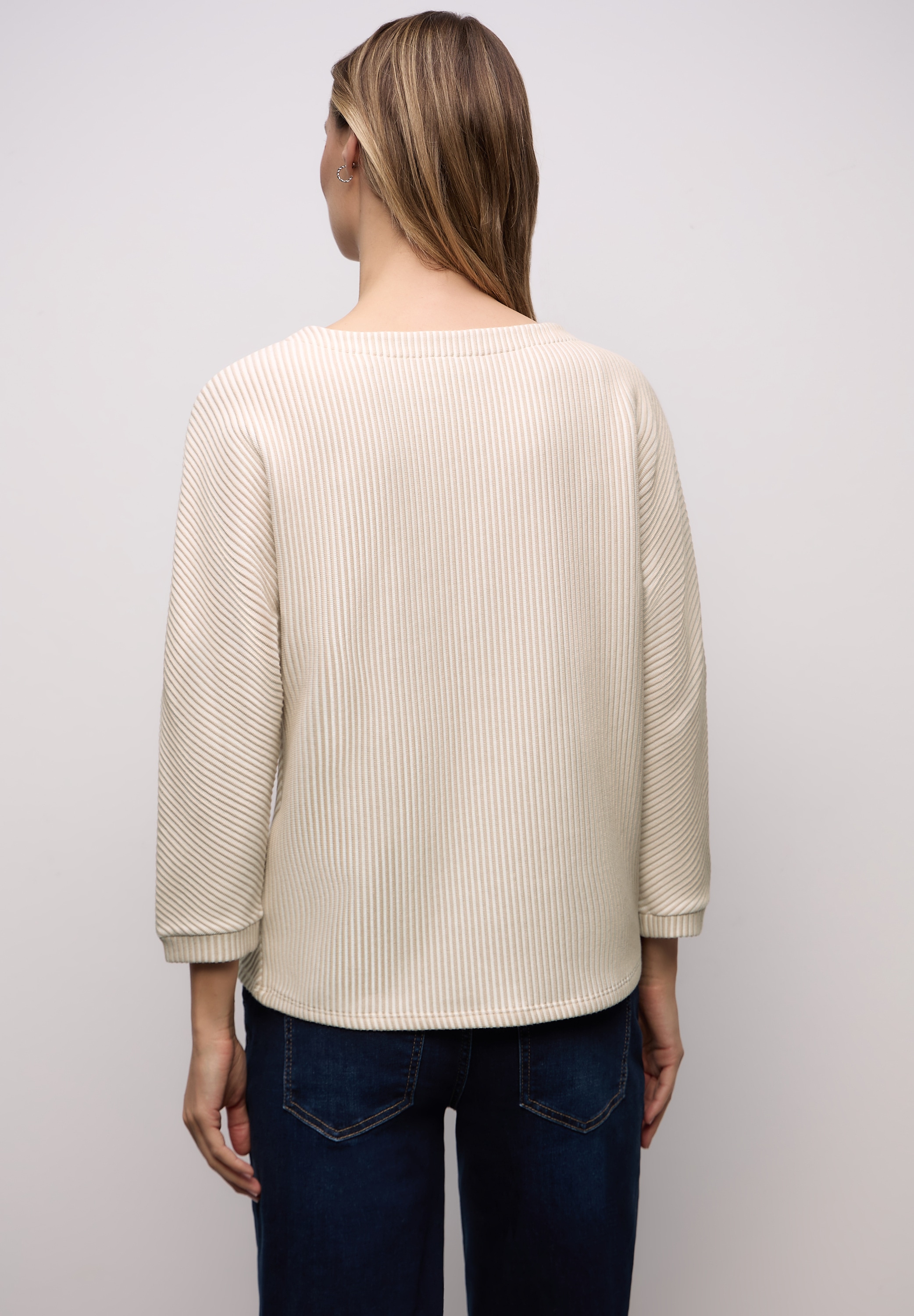 STREET ONE Strickpullover 3/4-Arm mit Two-Tone-Effekt und feinem Strukturmuster