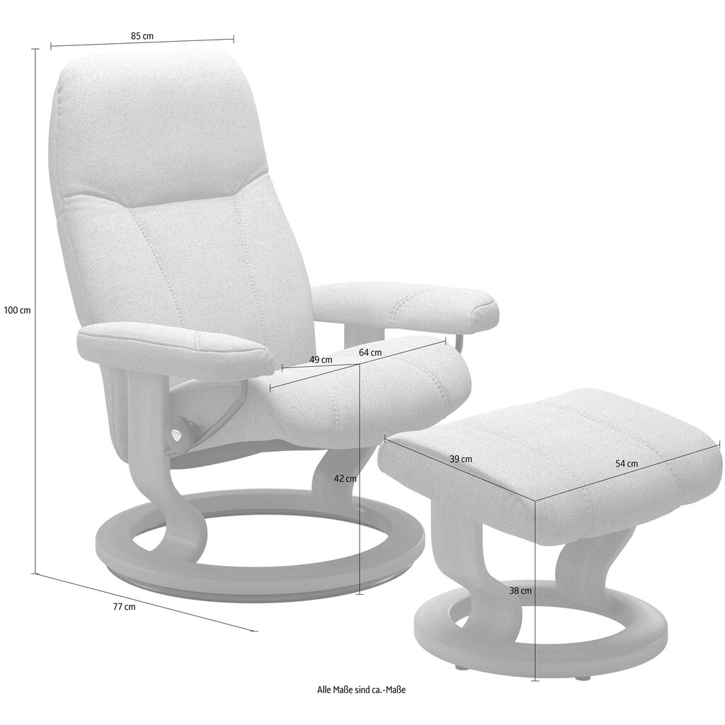 Stressless® Relaxsessel »Consul«, (Set, Relaxsessel mit Hocker), mit Hocker, mit Classic Base, Größe L, Gestell Eiche