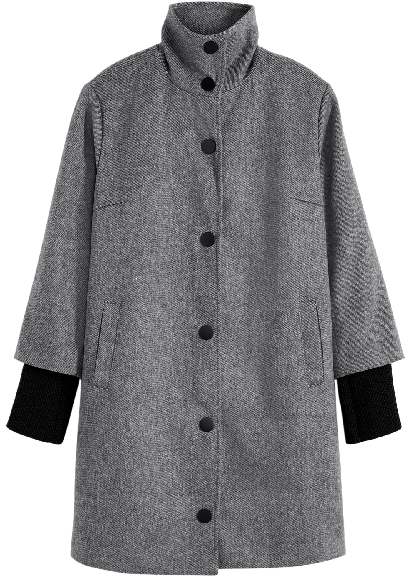 bonprix Kurzmantel »Kurzmantel in Wolloptik« mit hohem Stehkragen, in Wolloptik, 3/4 Arm mit langem Strickbündchen