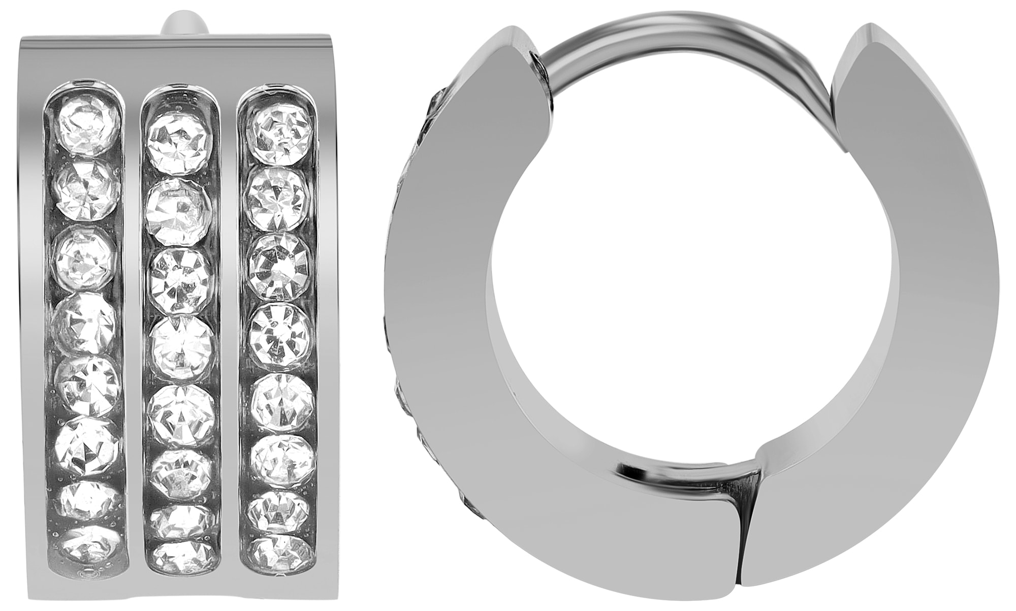 Adelia´s Paar Creolen »Damen Ohrringe ¿ Klappcreole aus Edelstahl mit Strass Steinchen«