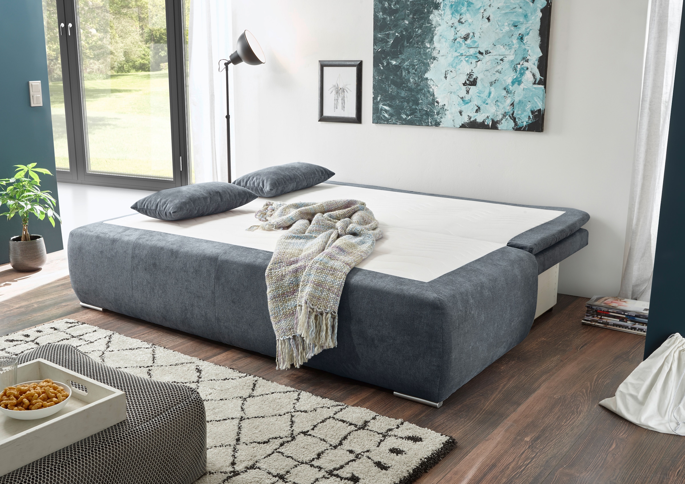 ED EXCITING DESIGN Schlafsofa »Jana«, mit Bettfunktion und Bettkasten, sowie Rücken- und Armlehnkissen
