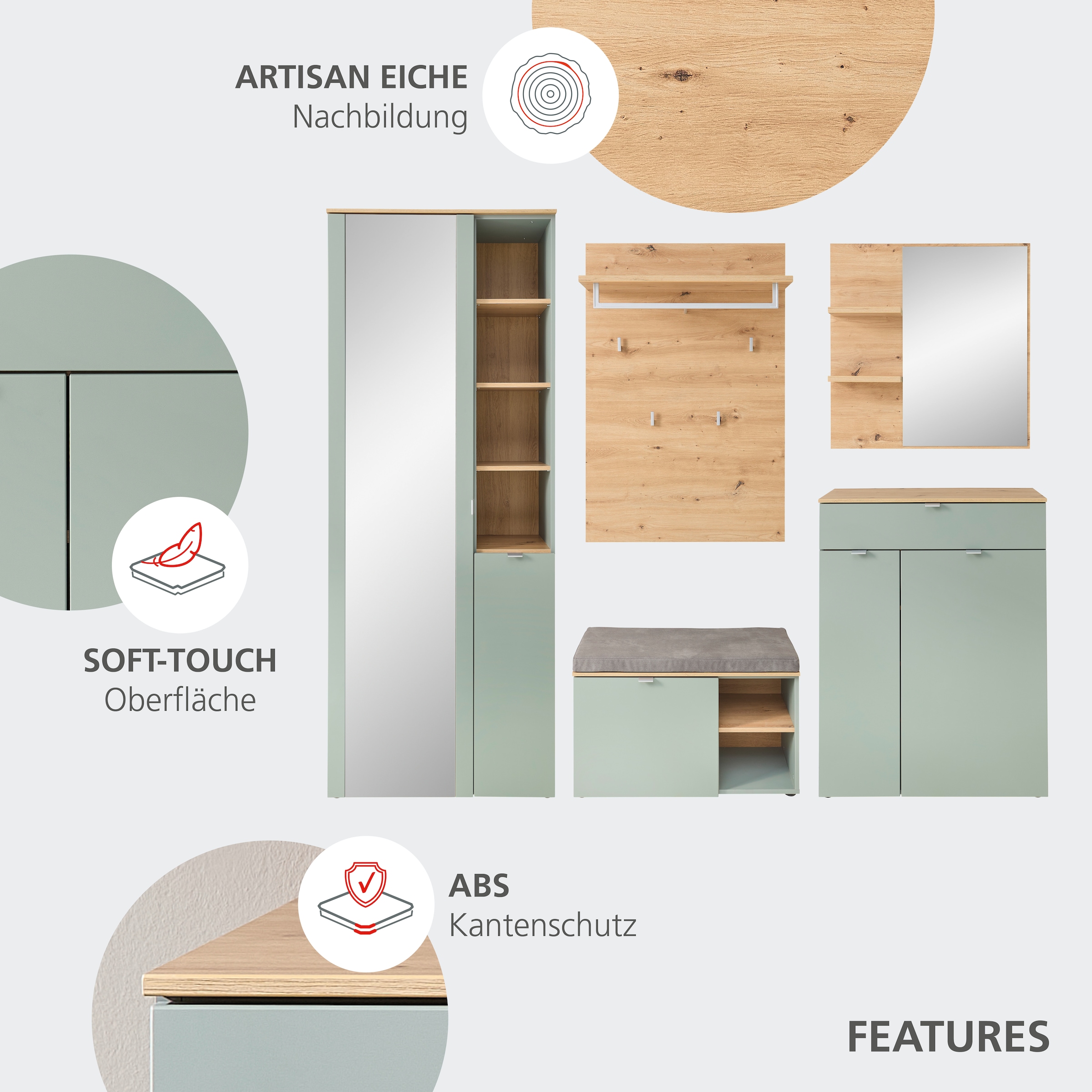 Innostyle Schuhschrank »Bari Schuhbank inkl. Sitzkissen, BxHxT 78x50x38 cm« 1 Stk. tlg. 1 türig, 4 Fächer, Softclose, ABS Kantenschutz
