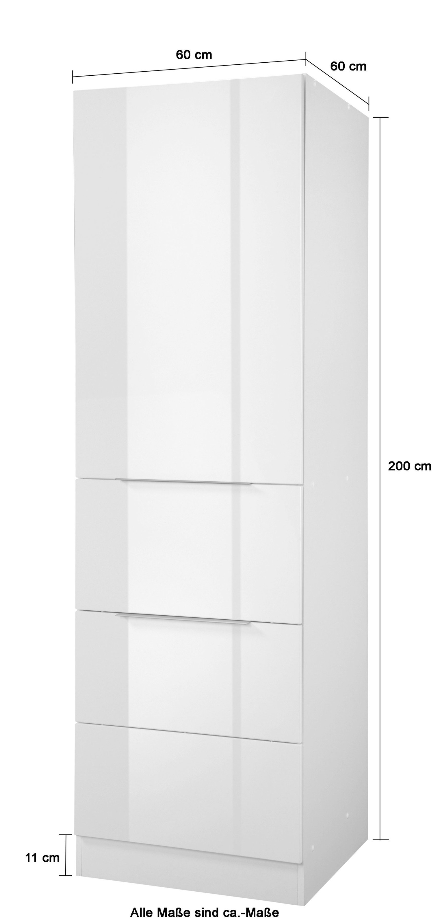 KOCHSTATION Seitenschrank »KS-Brindisi« 60 cm breit, 200 cm hoch, viel Stauraum